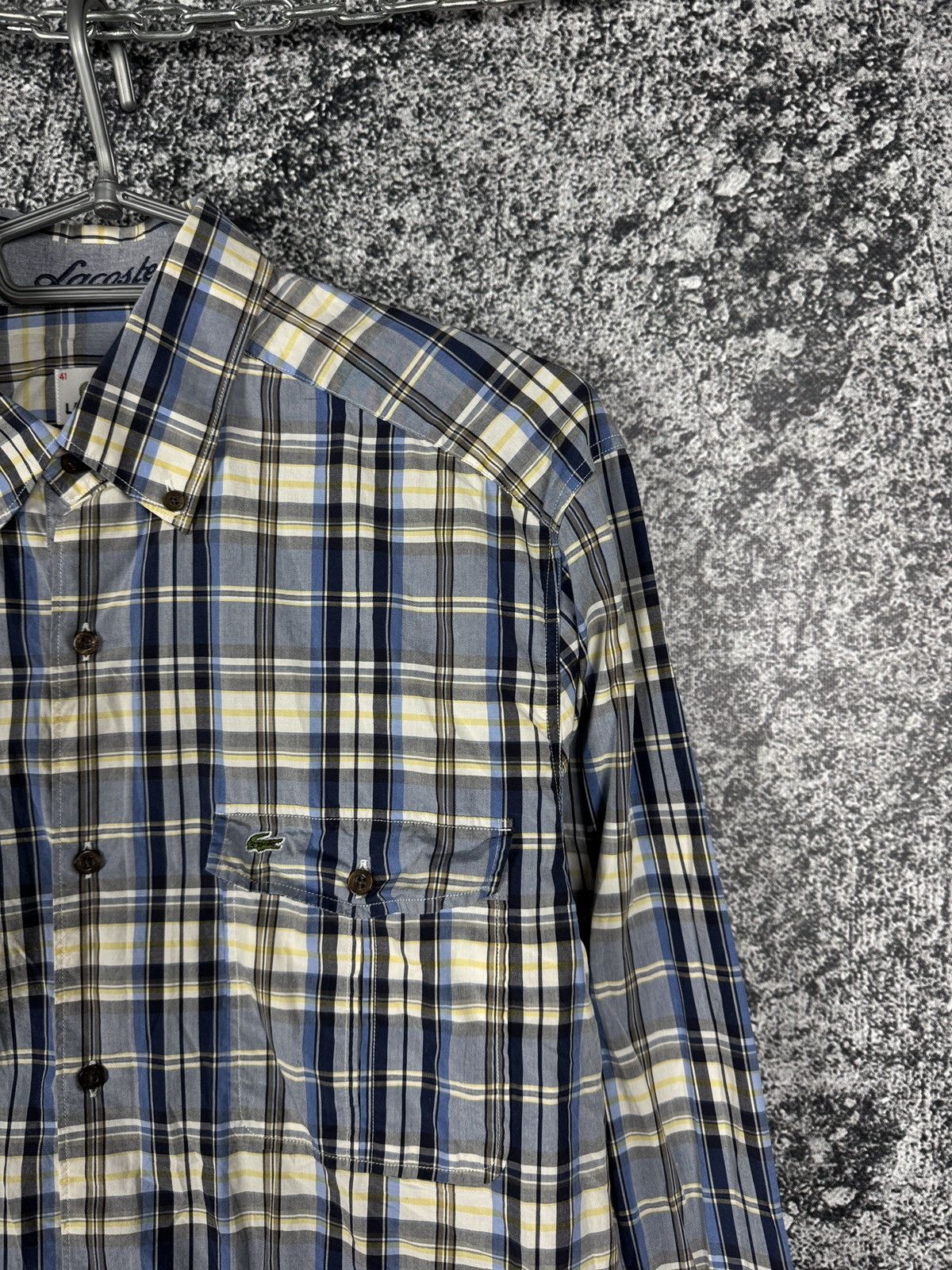 Lacoste Men’s Lacoste Long Sleeve Plaid Shirt Button Up Size 41 Size US M / EU 48-50 / 2 - 2 Thumbnail