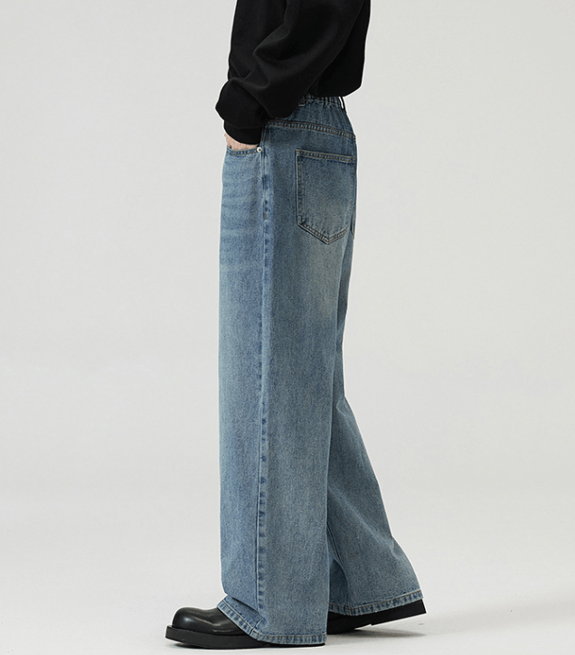 Japanese Brand × Jean Light blue loose wide-leg washed baggy jeans for men Size US 32 / EU 48 - 4 Thumbnail