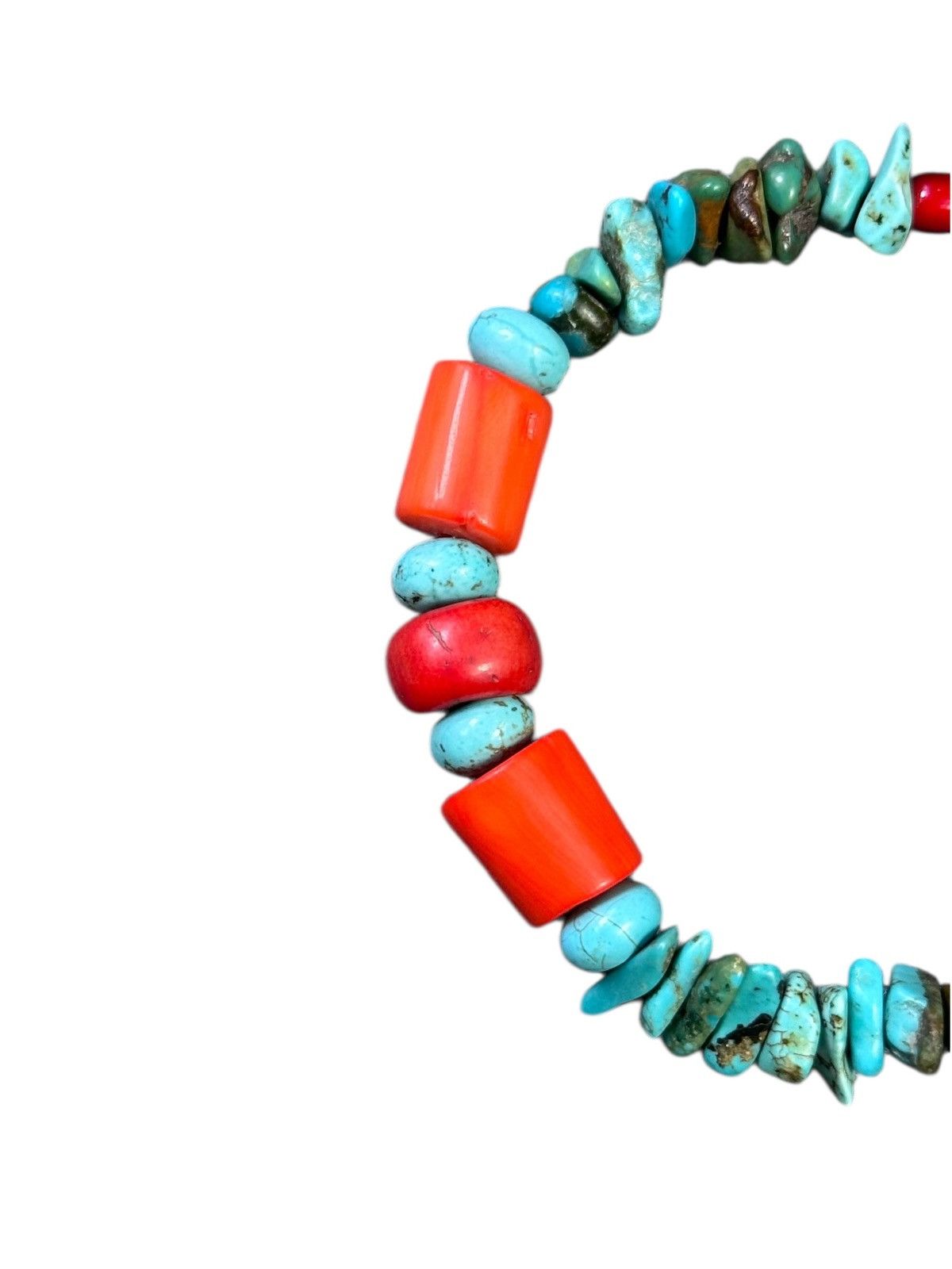 Vintage CORAL AND TURQUOISE WITH SILVER BEADS AND SAKURA BRACELET Size ONE SIZE - 2 Thumbnail