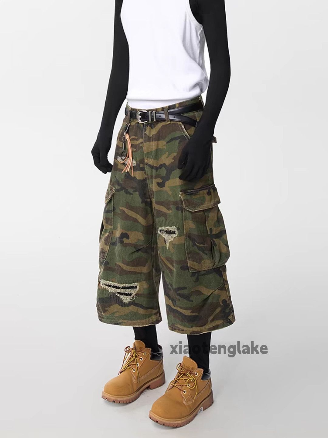 Vintage Unisex utility loose baggy skate hiphop flared shorts Size US 33 - 2 Thumbnail