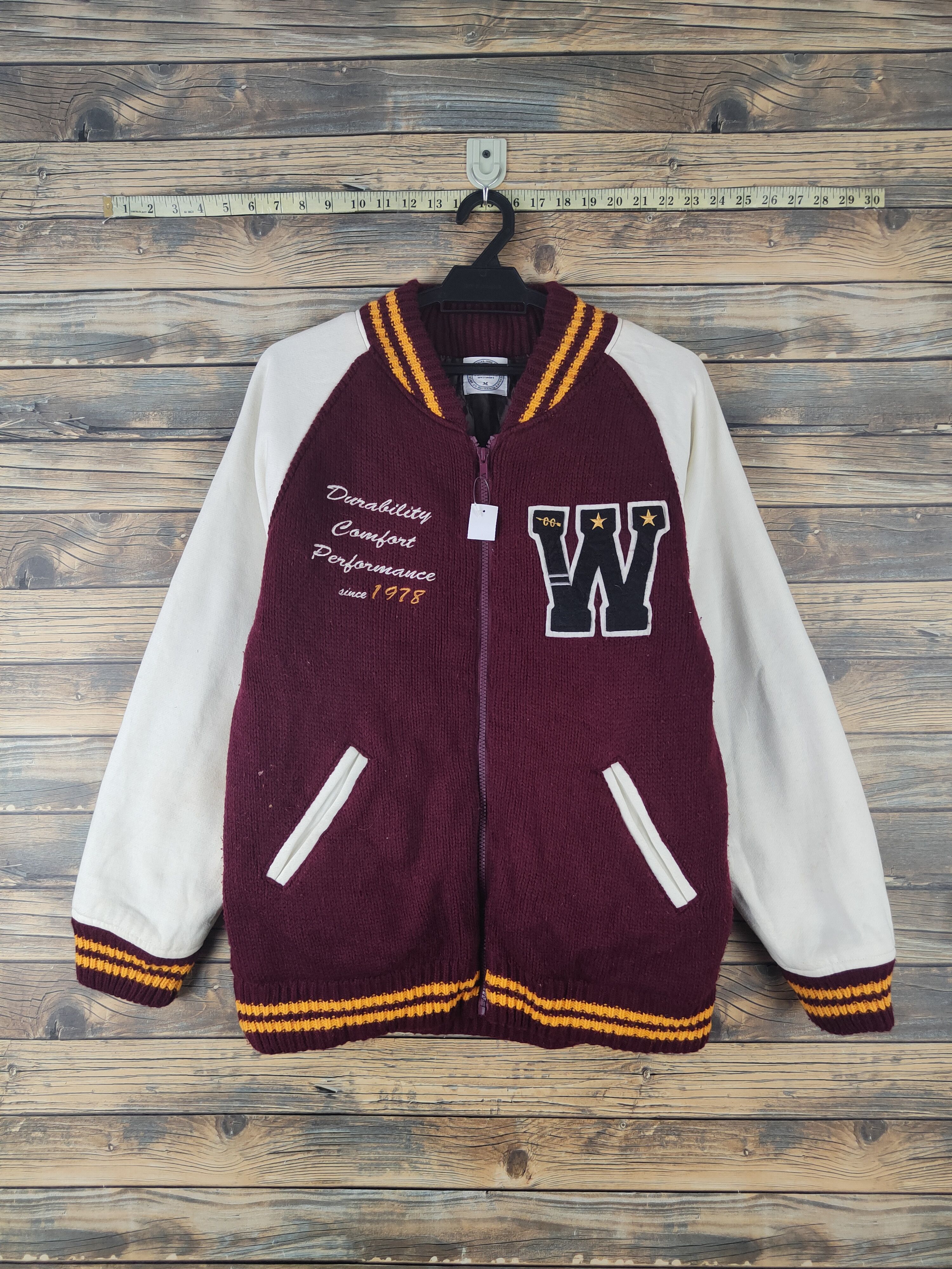 Vintage DL Japan vintage Maroon Varsity Jackets #1672 Size US M / EU 48-50 / 2 - 1 Thumbnail