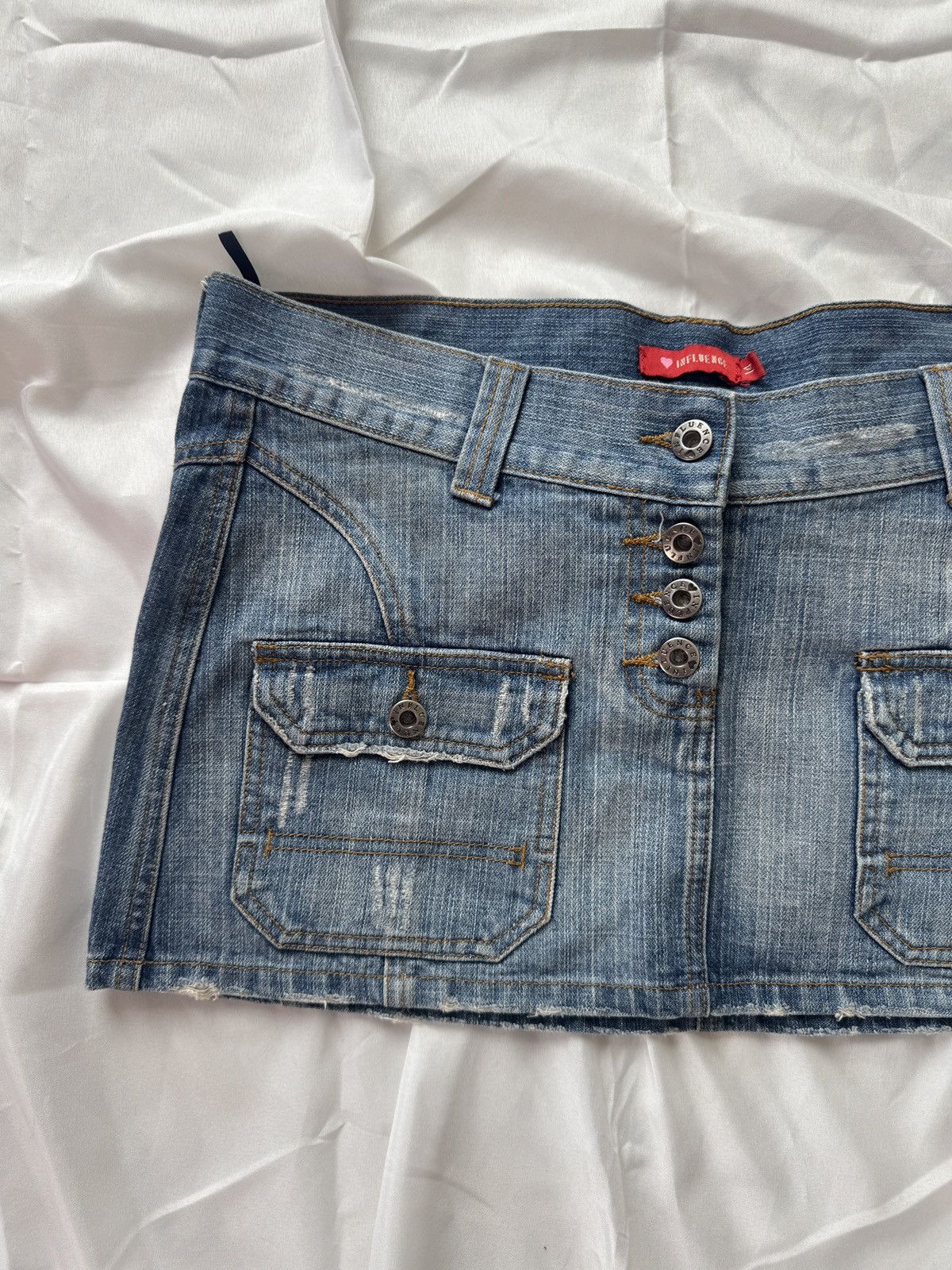 Hysteric Glamour Opium Y2K Bondage Distressed Washed Denim Mini Skirt Size 32" / US 10 / IT 46 - 2 Thumbnail