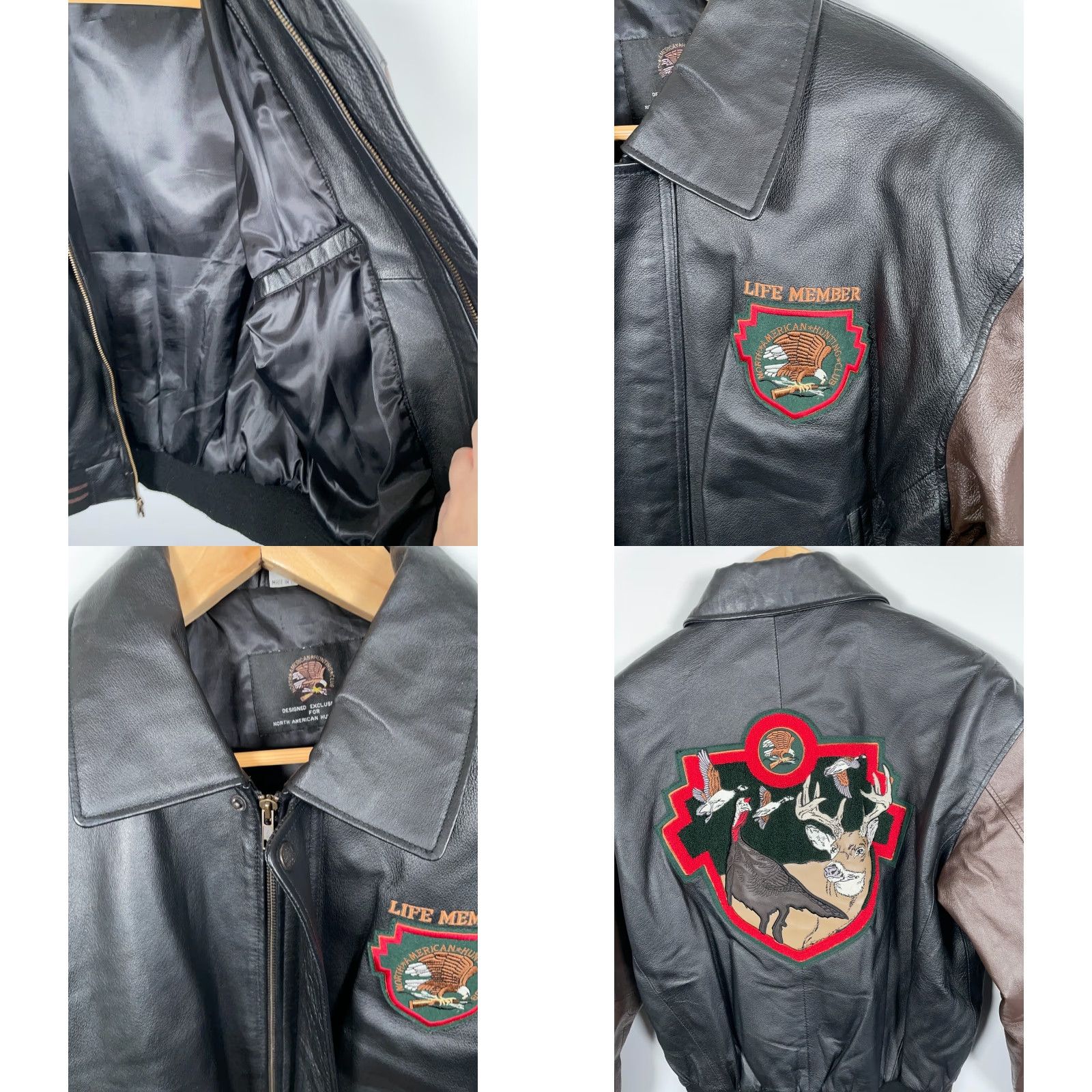 Vintage VINTAGE North American Hunting Club Leather Jacket Men's Medium Black Lifetime Member Size US M / EU 48-50 / 2 - 9 Thumbnail