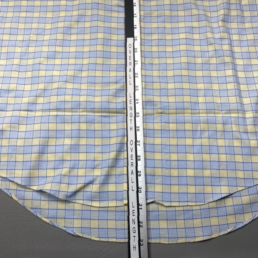 Lands' End Vintage Lands' End Shirt Mens 2XL Button-Down Long Sleeve Pocket Blue Yellow Check Plaid Shirt Size US XXL / EU 58 / 5 - 7 Thumbnail