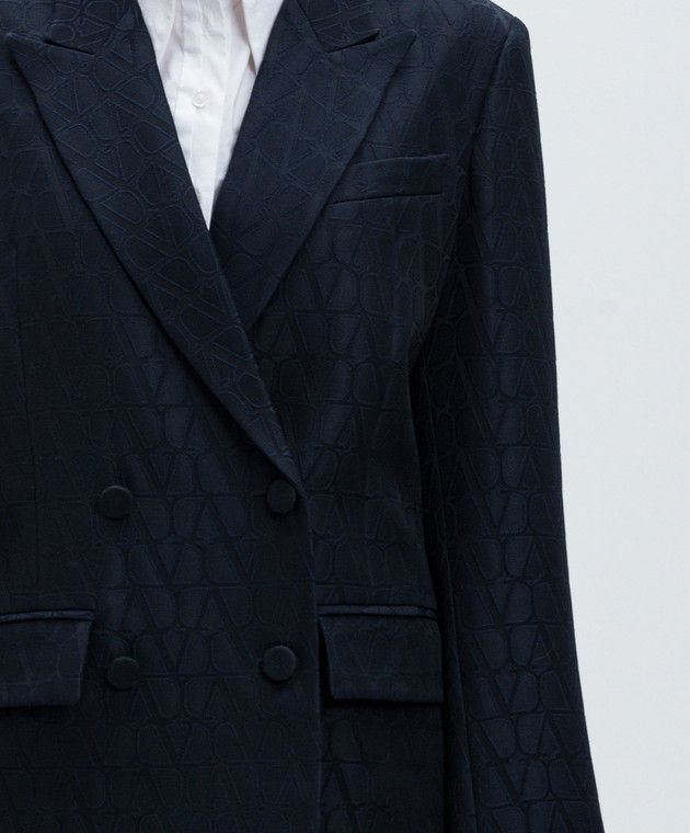 Valentino o1s22i1n0924 Double-Breasted Toile Icon Jacket in Blue Size S / US 4 / IT 40 - 5 Thumbnail