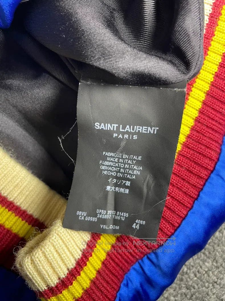 Saint Laurent Paris Saint Laurent Paris Blue and White Patchwork Silk Jacket Size US S / EU 44-46 / 1 - 5 Thumbnail