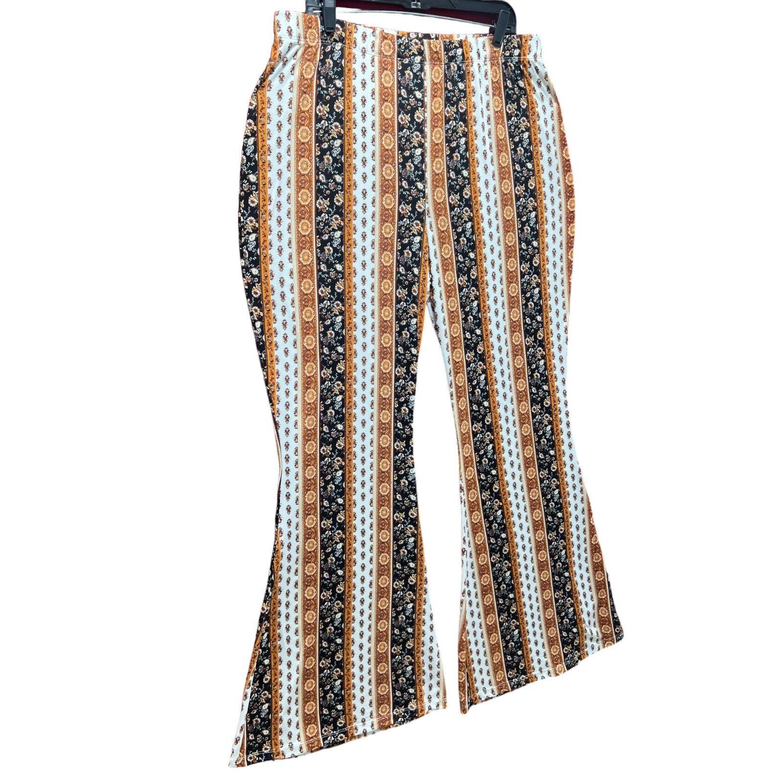 Other Rue + - Women's Flared Stretch Pants - With/Brown - 2X Size 36" / US 14 / IT 50 - 15 Thumbnail