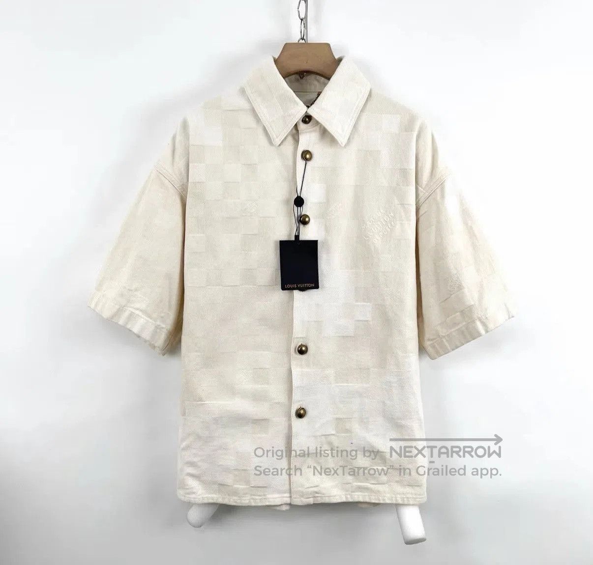 Louis Vuitton White Short-Sleeve Checkerboard Button-Up Shirt. Size US S / EU 44-46 / 1 - 1 Thumbnail