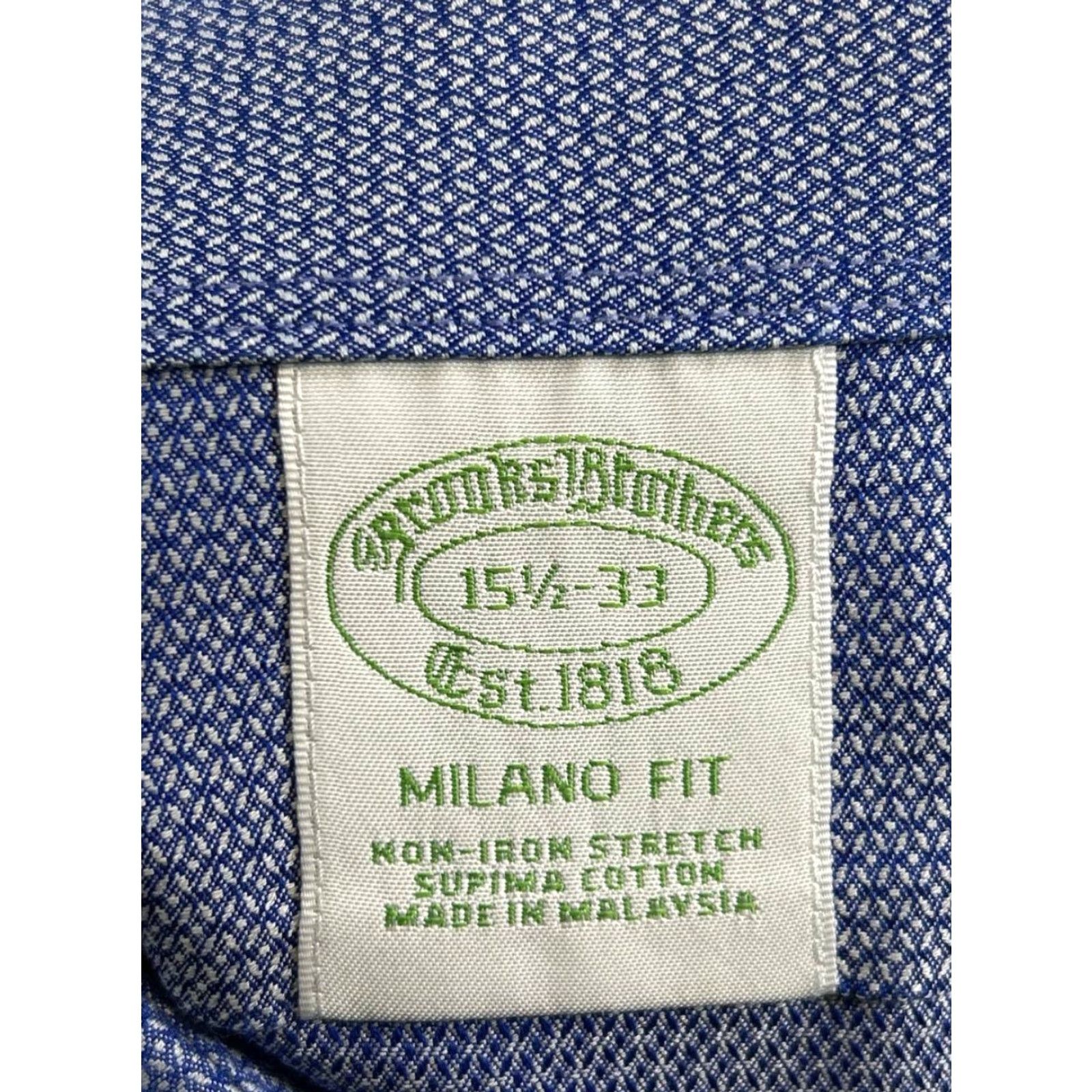 Brooks Brothers Brooks Brothers Dress Shirt Mens 15.5 Blue White Cotton Button Up Long Sleeve Geometric Non-Iron Button-Down Collar 15.5 in Regular Mens Size 42R - 3 Thumbnail