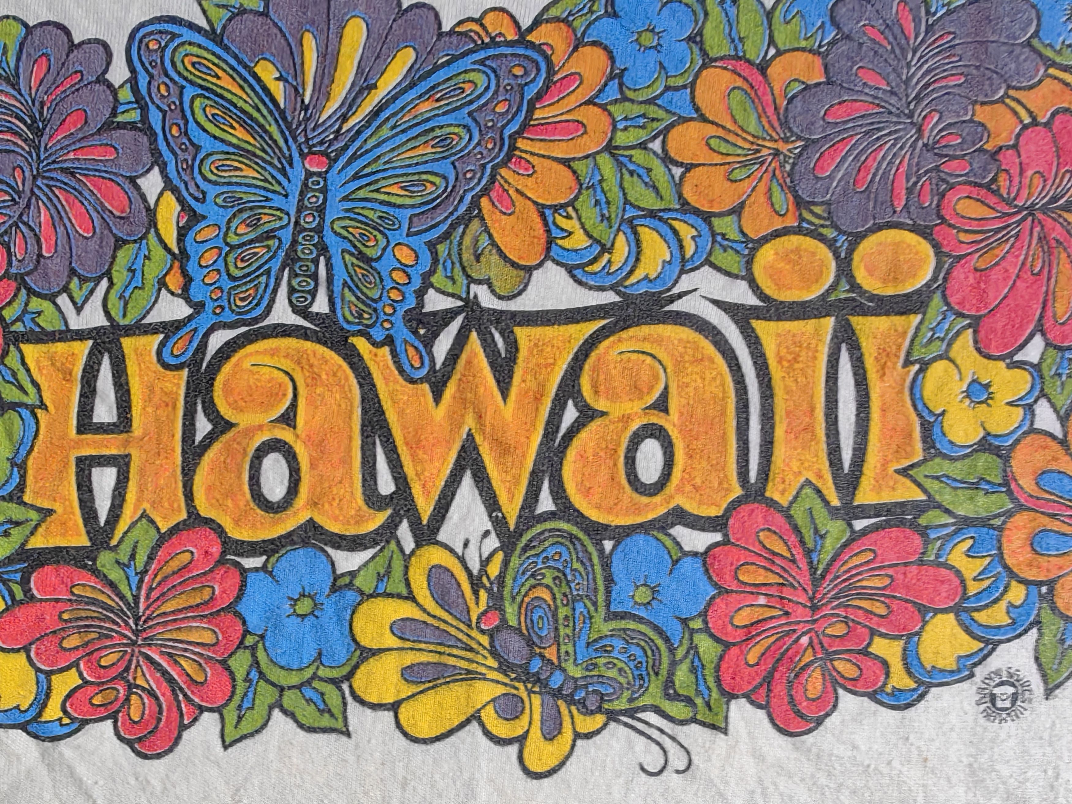 Hanes Vintage early 80's Hanes Beefies Hawaii Flower Power (Rare) Size US L / EU 52-54 / 3 - 11 Thumbnail