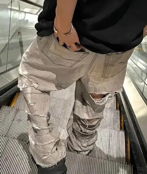 Japanese Brand × Jean Y2K Unisex Wide Leg Distressed Back Ripped Jeans Size US 30 / EU 46 - 3 Thumbnail