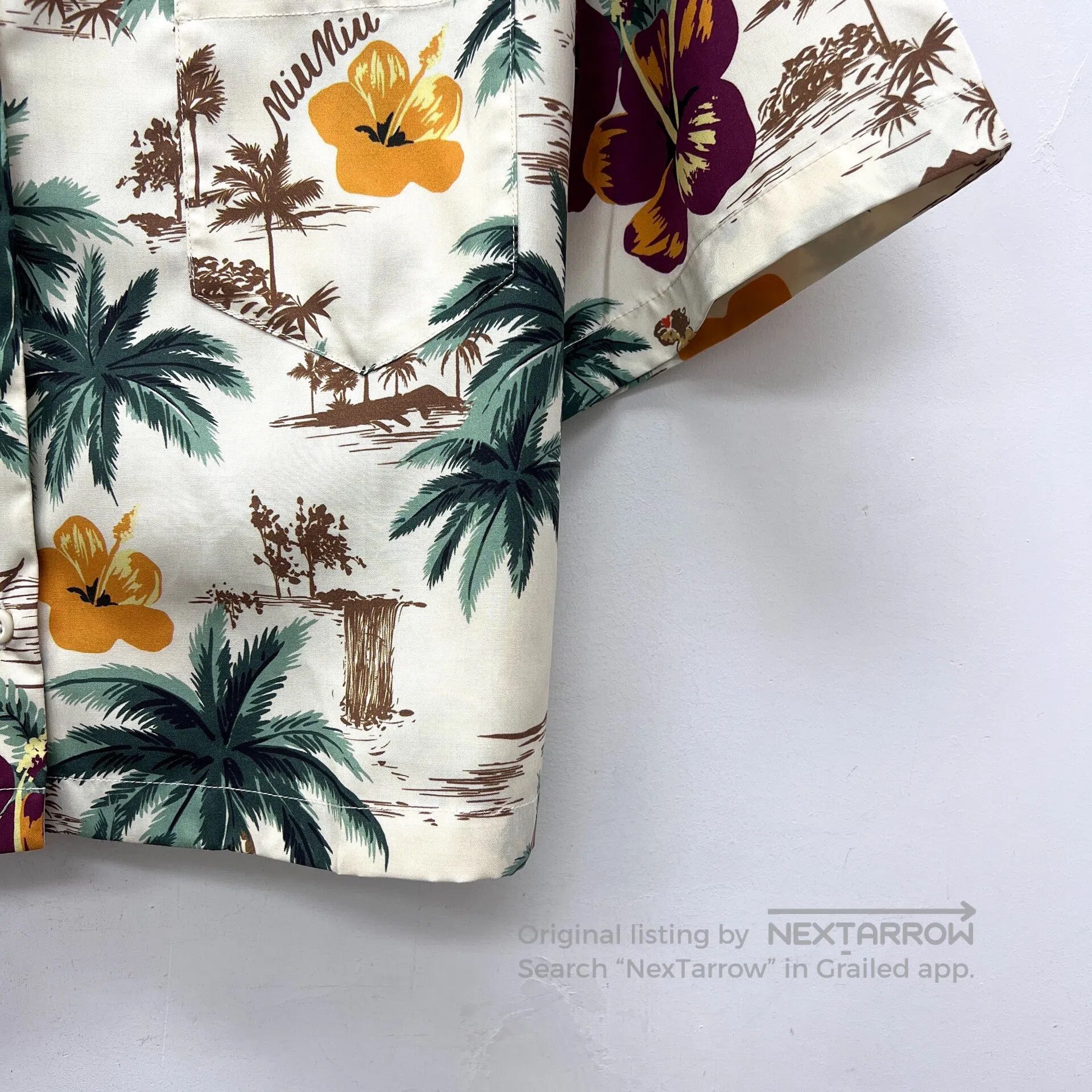 Miu Miu Miu Miu Color Blocked Palm Tree Floral Printed Silk Revers Size XS / US 0-2 / IT 36-38 - 4 Thumbnail