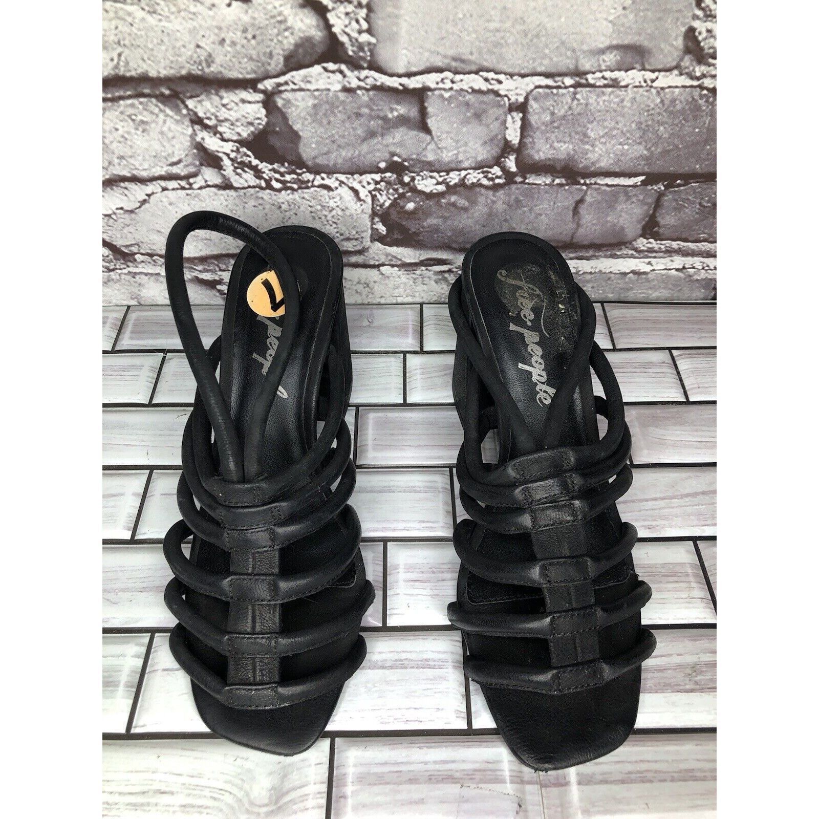 Free People Free People Black Leather Cuban Heel Cage Strappy Sandals Wo Size US 7 / IT 37 - 17 Thumbnail