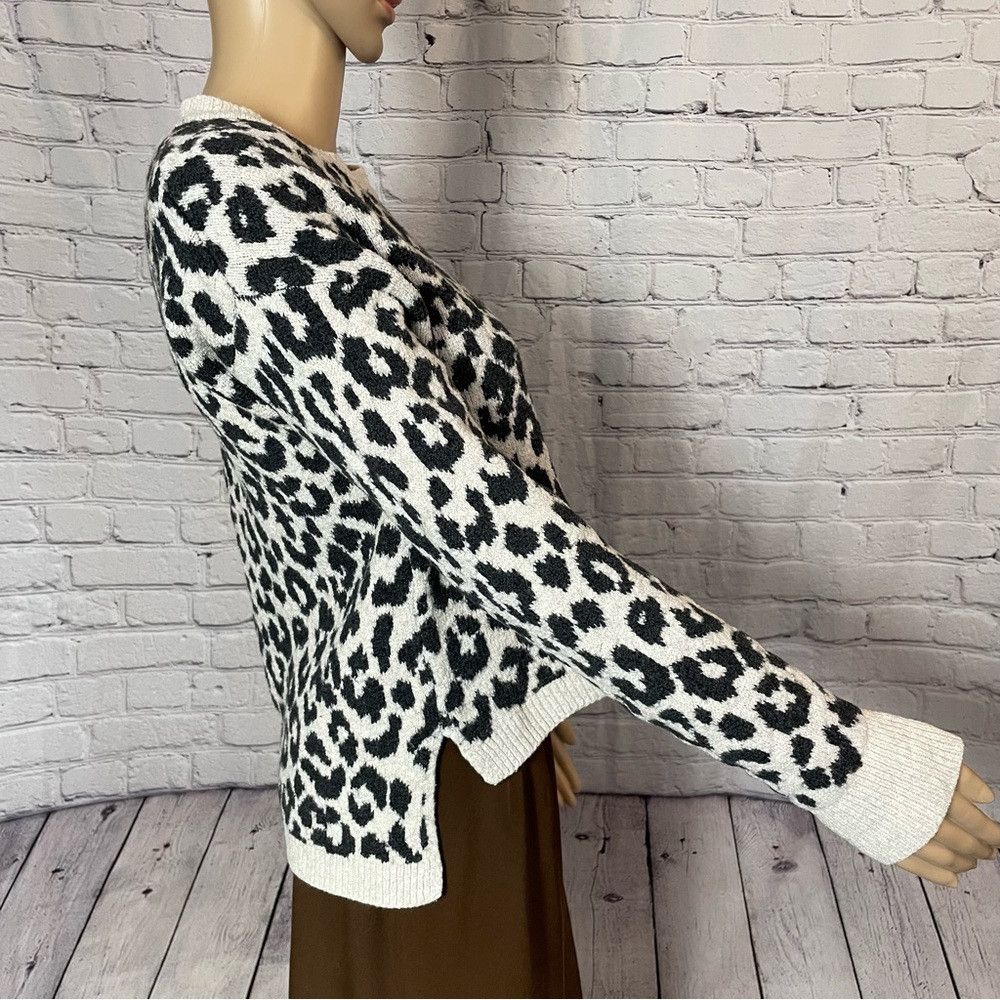 Other Yes Lola Leopard Print Cotton Blend Long Sleeve Cropped Swe Size XS / US 0-2 / IT 36-38 - 3 Thumbnail