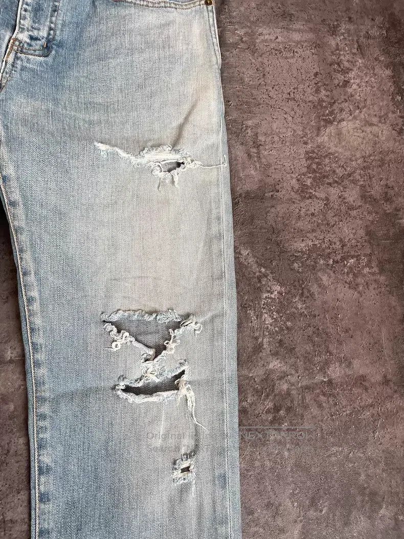 Saint Laurent Paris Saint Laurent Paris Light Blue Destroyed Cut-off Denim Pan Size US 32 / EU 48 - 5 Thumbnail