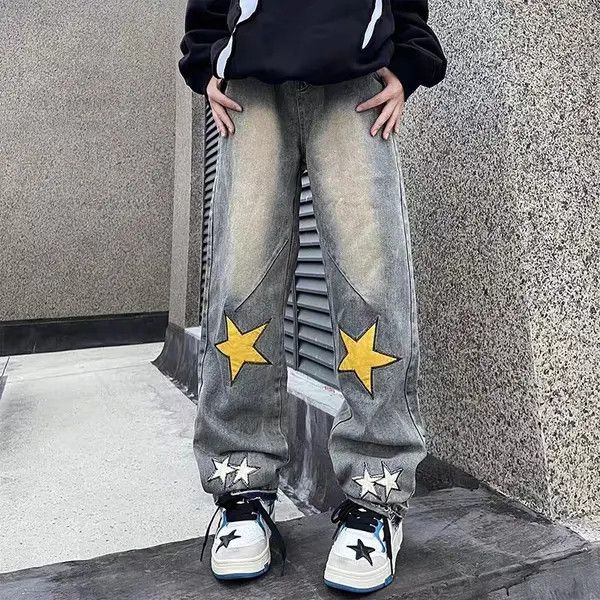 Japanese Brand Kurusu x Kita Retro Street Star Patch Distressed Jeans Size US 31 - 6 Thumbnail