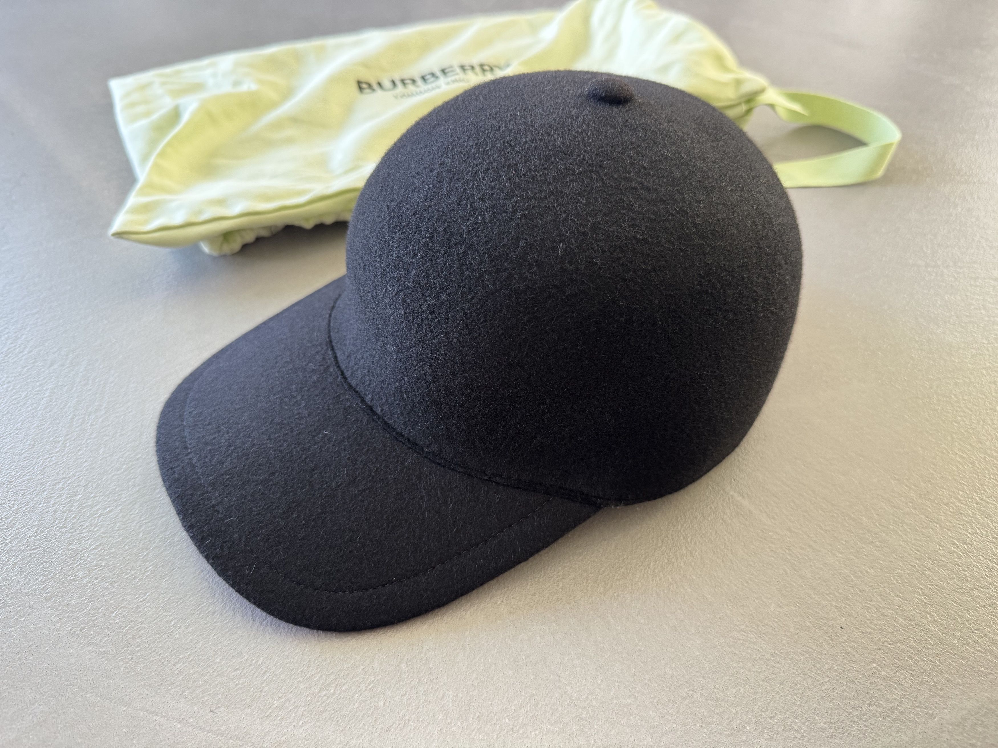 Burberry Burberry Felted Wool Cashmere Baseball Cap, Black, Check Size ONE SIZE - 1 Thumbnail