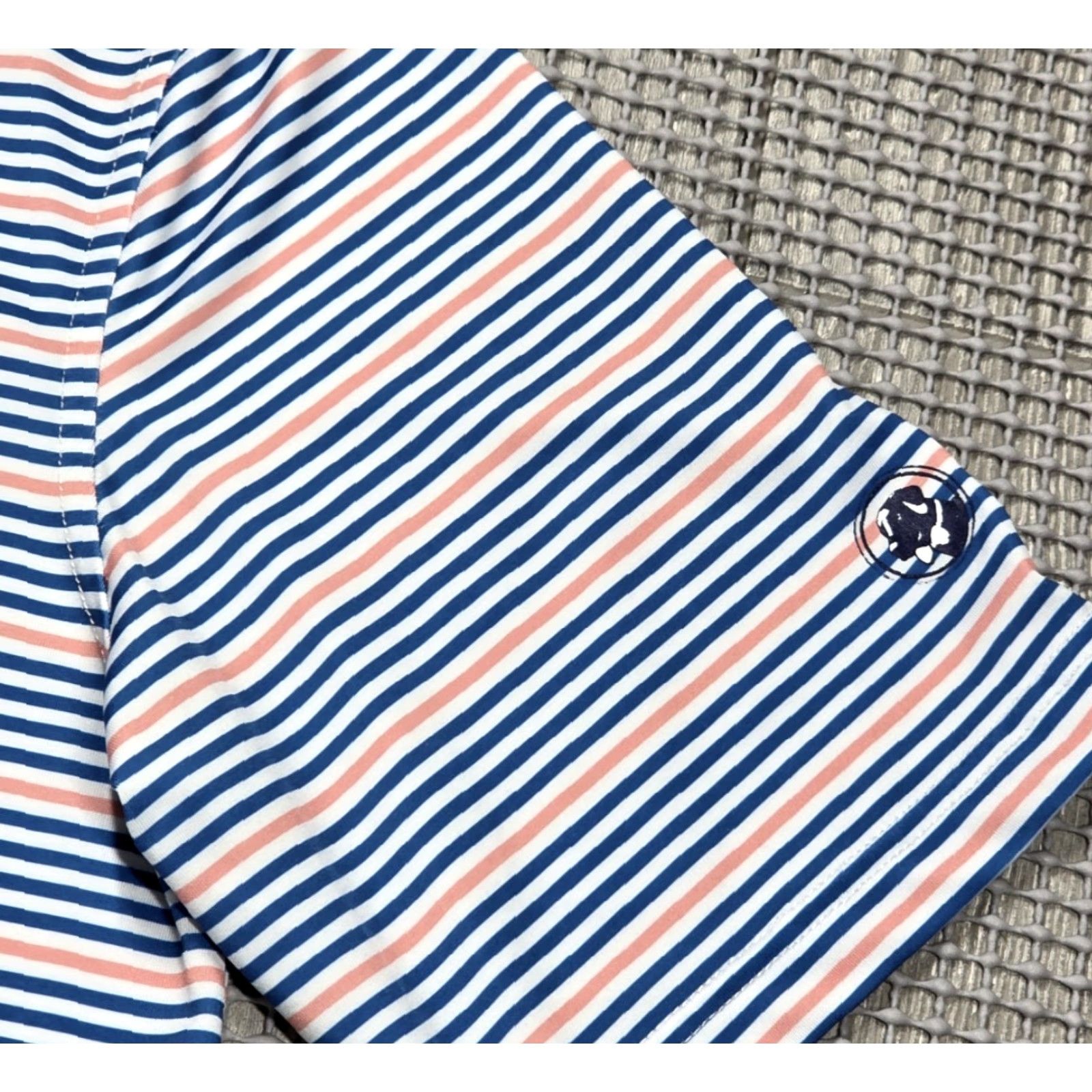 Southern Proper Southern Proper Polo Shirt Mens M Blue Multi Stripe Performance Moisture Wicking Lightweight Short Sleeve Button Logo Size US M / EU 48-50 / 2 - 6 Thumbnail
