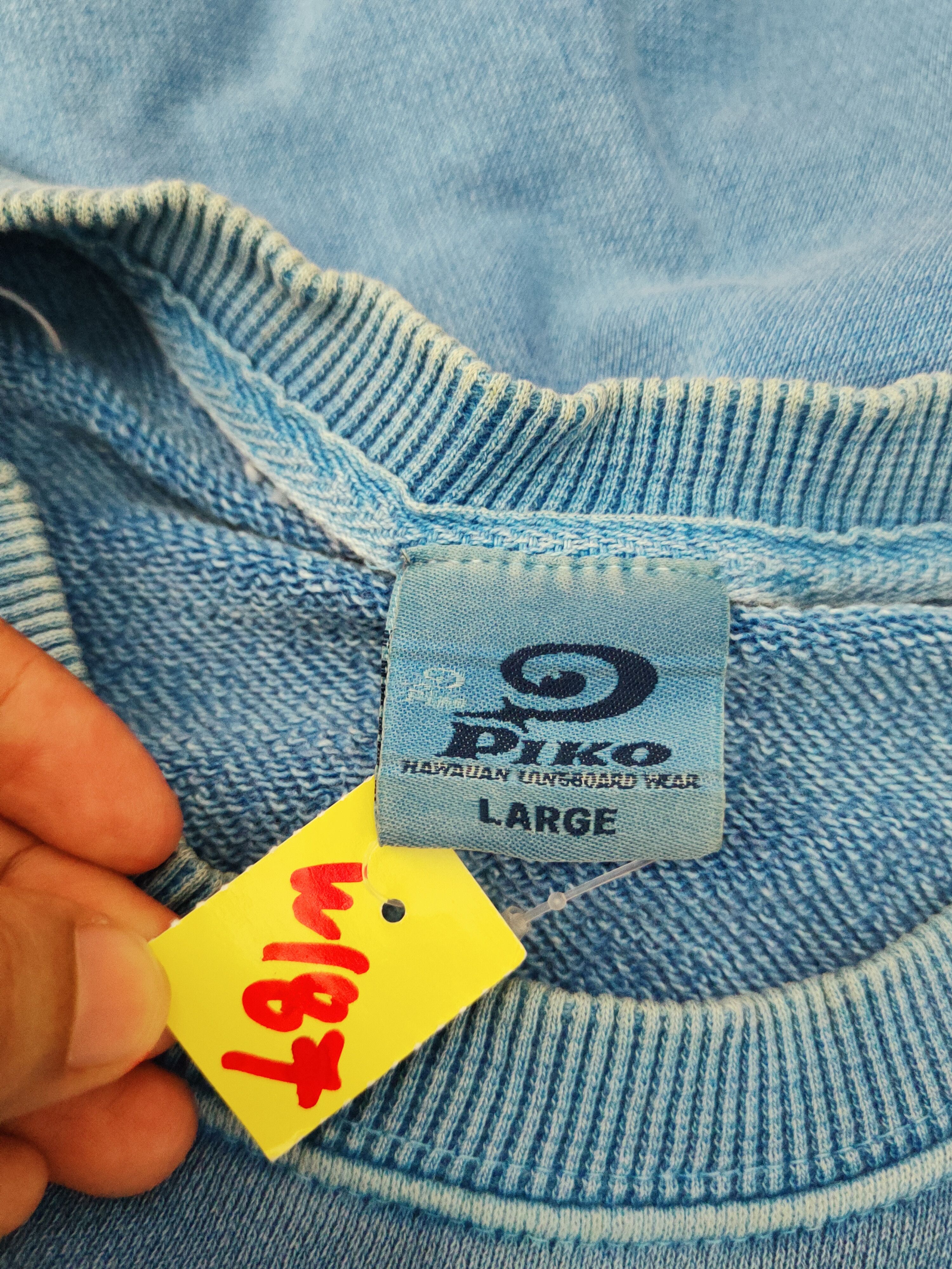 Japanese Brand Piko surfing Blue vintage Sweatshirts #W187 Size US L / EU 52-54 / 3 - 7 Thumbnail