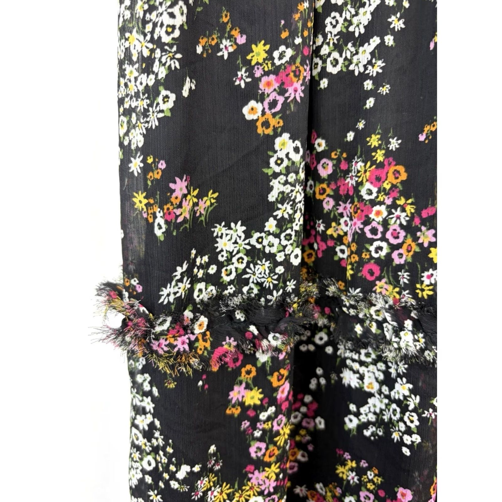 Vintage Sam and Jess Midi Dress Womens Large Black Floral Ruffle Lined Wedding Size L / US 10 / IT 46 - 3 Thumbnail