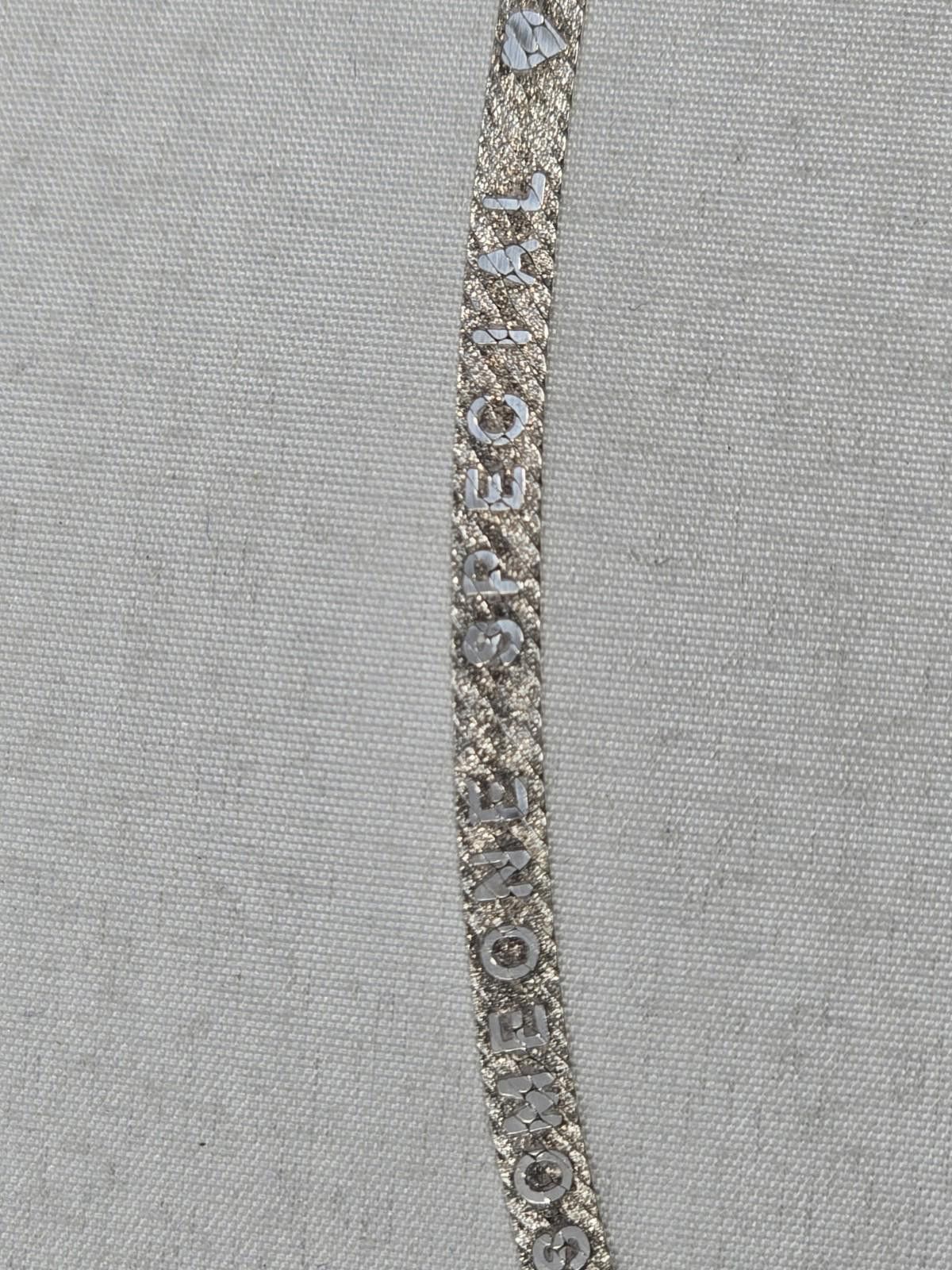 The Unbranded Brand Sterling Silver Herringbone Bracelet Engraved Hearts 7in Size ONE SIZE - 8 Thumbnail