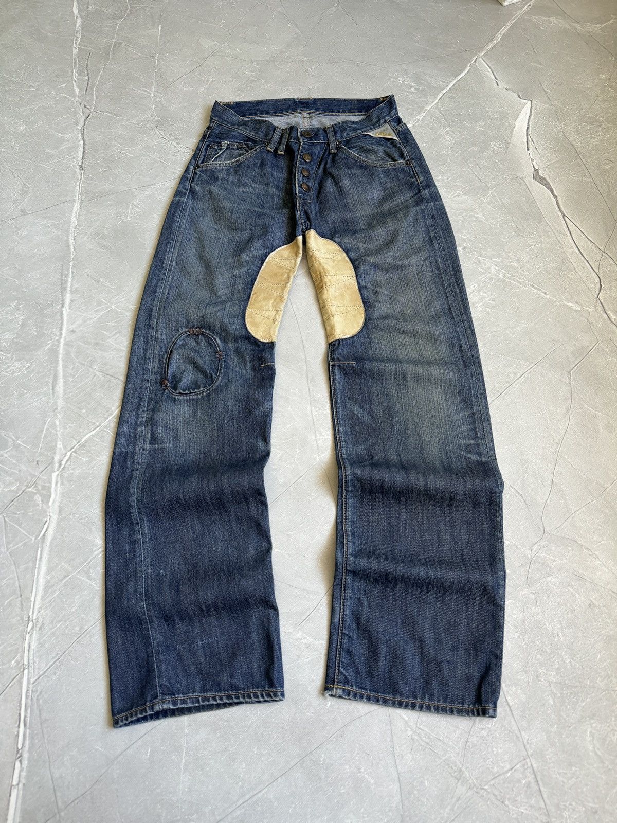 Replay VTG Y2k Replay Denim Leather Baggy Jeans Distressed if6was9 Size US 29 - 3 Thumbnail