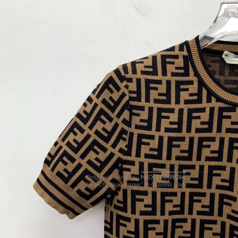 Fendi Fendi Dark brown logo letter all-over print round neck sho Size XXS / US 00 / IT 34 - 3 Thumbnail