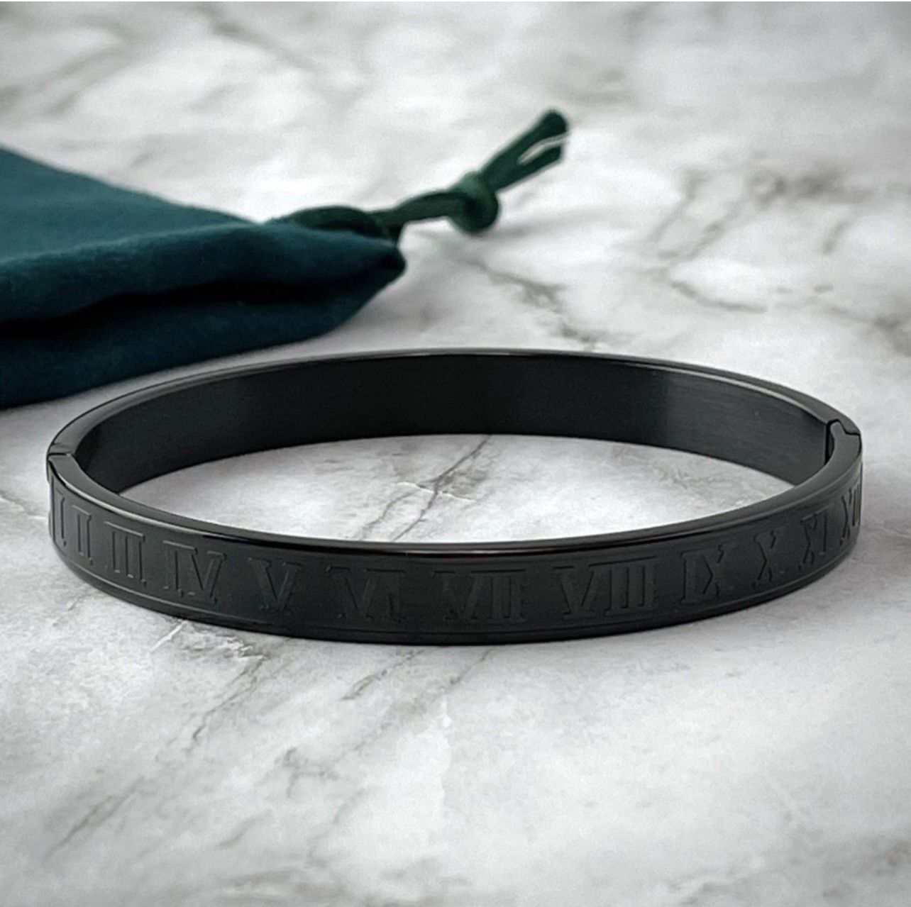 Jewelry Men's Roman Numeral Black Tone Bracelet Size ONE SIZE - 2 Thumbnail