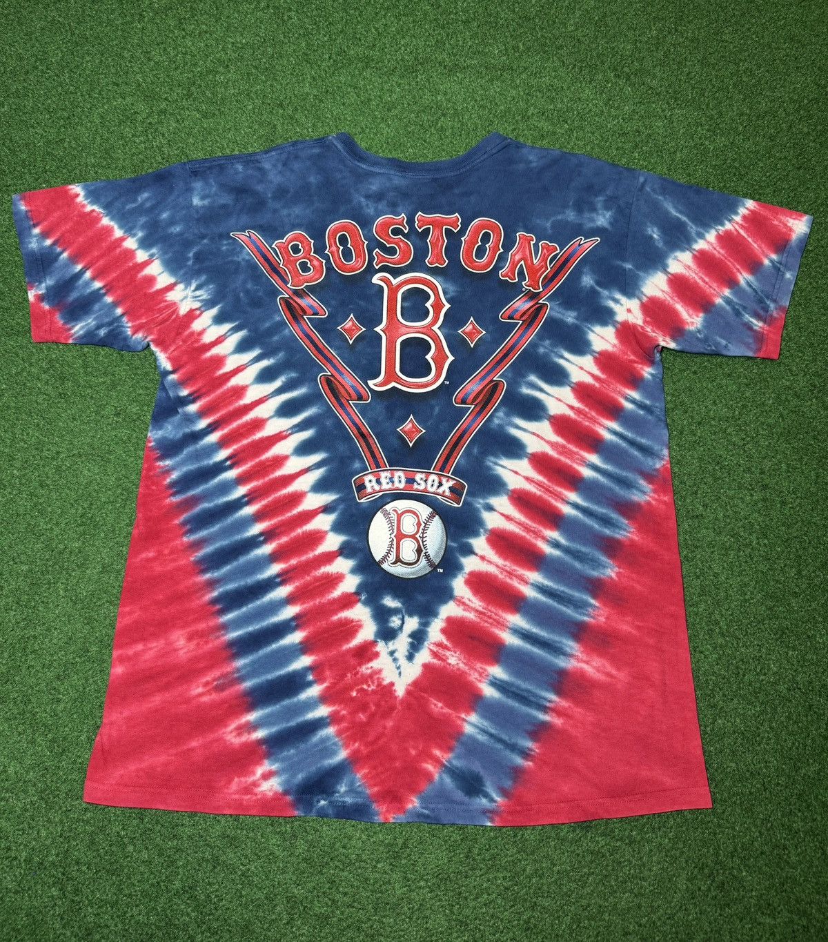 Liquid Blue Y2K Boston Red Sox Tie Dye Retro Large Baseball T Shirt Size US L / EU 52-54 / 3 - 4 Thumbnail
