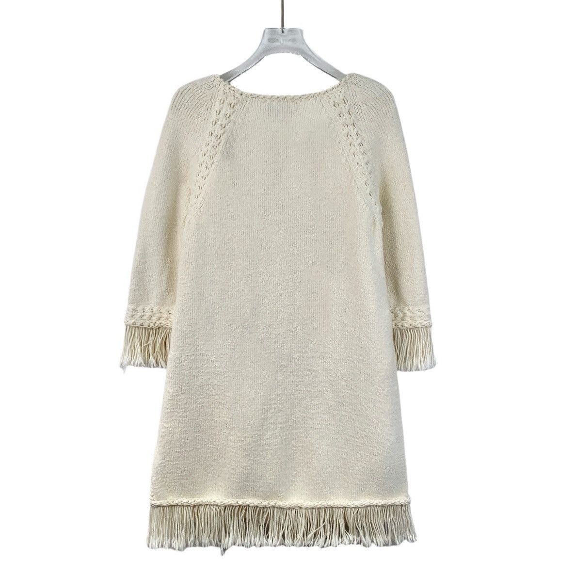 Chanel Chanel Beige Cotton V-Neck Long Sleeve Tassel Knit Dress Size M / US 6-8 / IT 42-44 - 2 Thumbnail