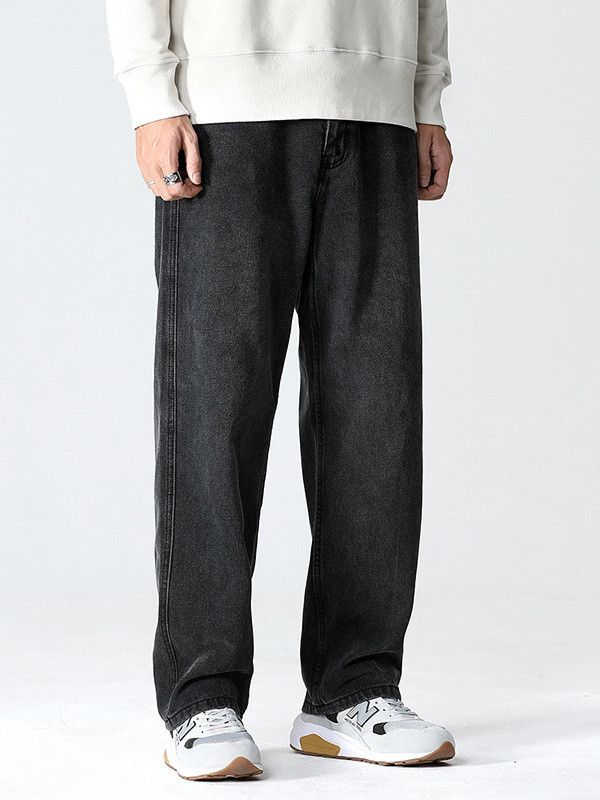 Vintage Trendy loose men's distressed straight-leg washed jeans Size US 32 / EU 48 - 2 Thumbnail