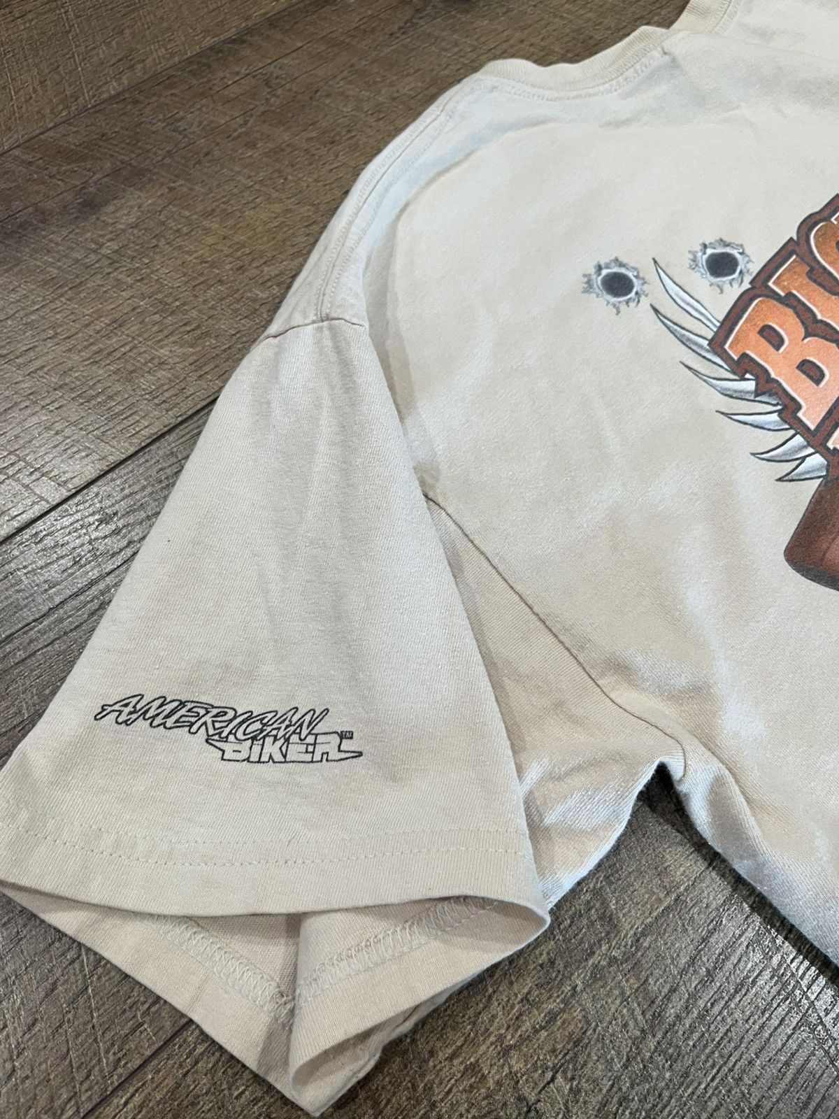 Harley Davidson Vintage Y2k Big Dog Motorcycles Bullet Holes Tee Tan Large Size US L / EU 52-54 / 3 - 5 Thumbnail
