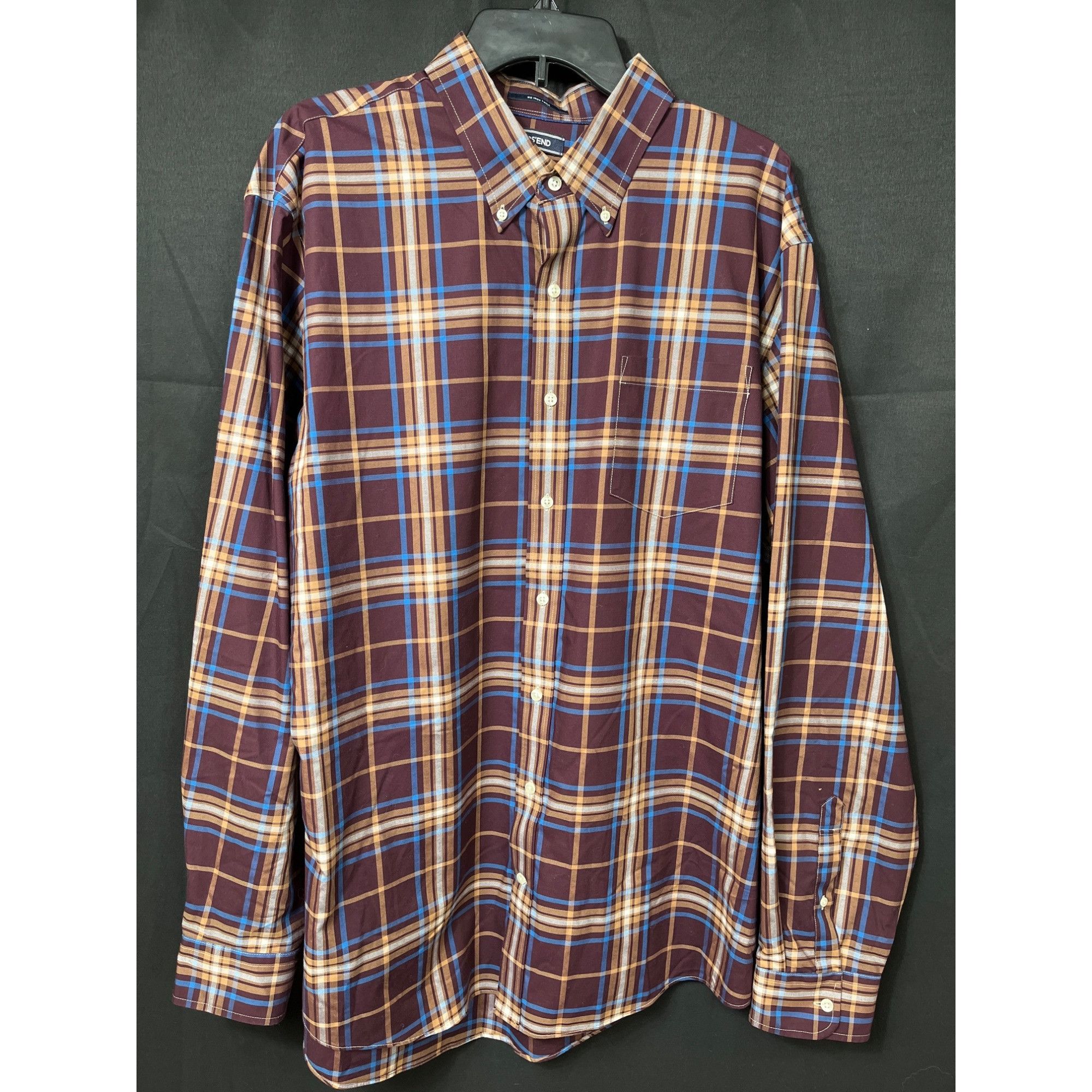 Lands' End Lands End SKU 7608 Mens Button Down Plaid Shirt Size XL Size US XL / EU 56 / 4 - 1 Thumbnail