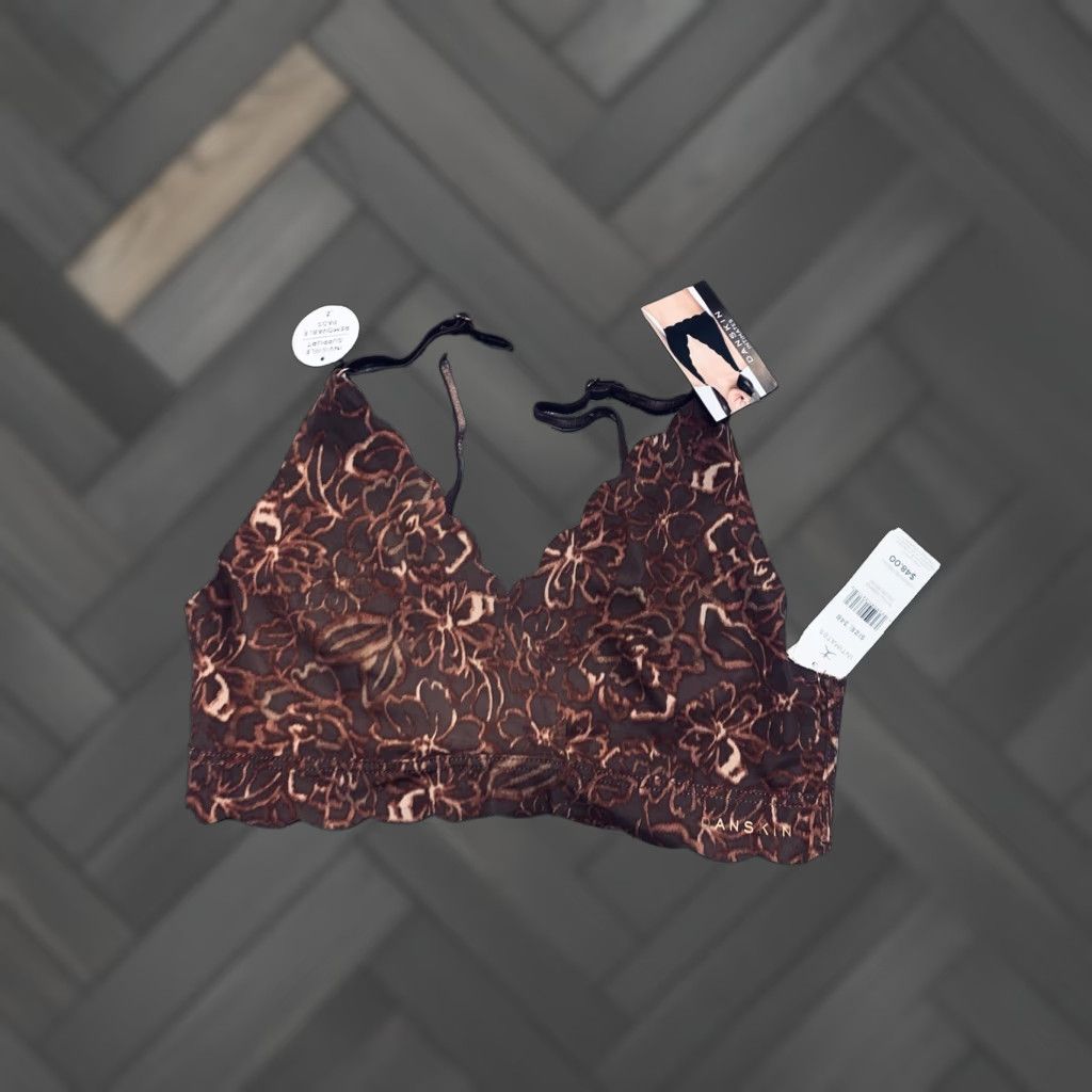 Vintage Danskin Wireless Lined Bralette Bra 34B Brown Floral Womens 34B Bralette Nwt Msrp 48 Size ONE SIZE - 1 Thumbnail
