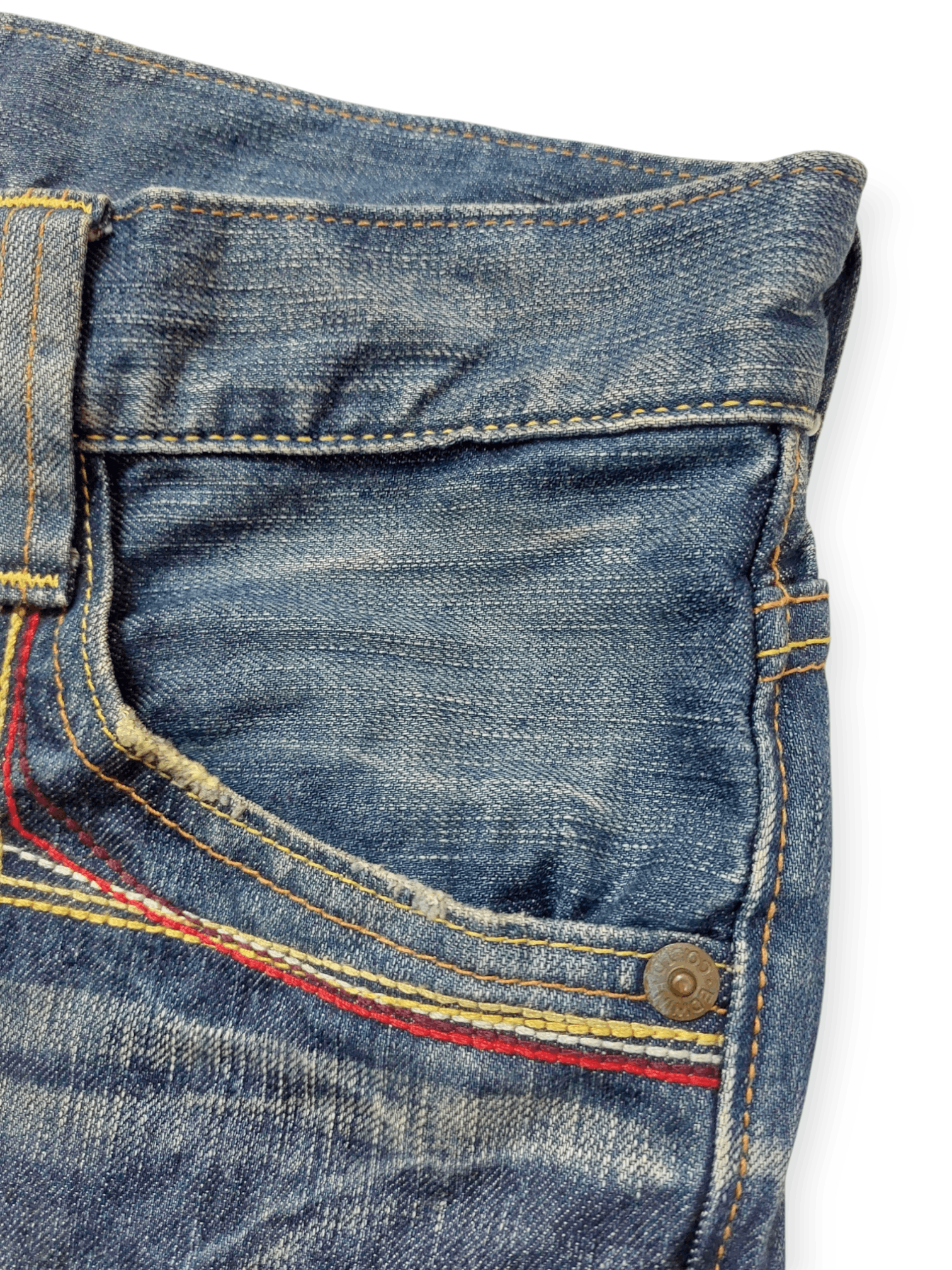 Edwin 💥Flare Vintage Edwin 503 Blue Trip Jeans Denim Size US 30 / EU 46 - 8 Thumbnail