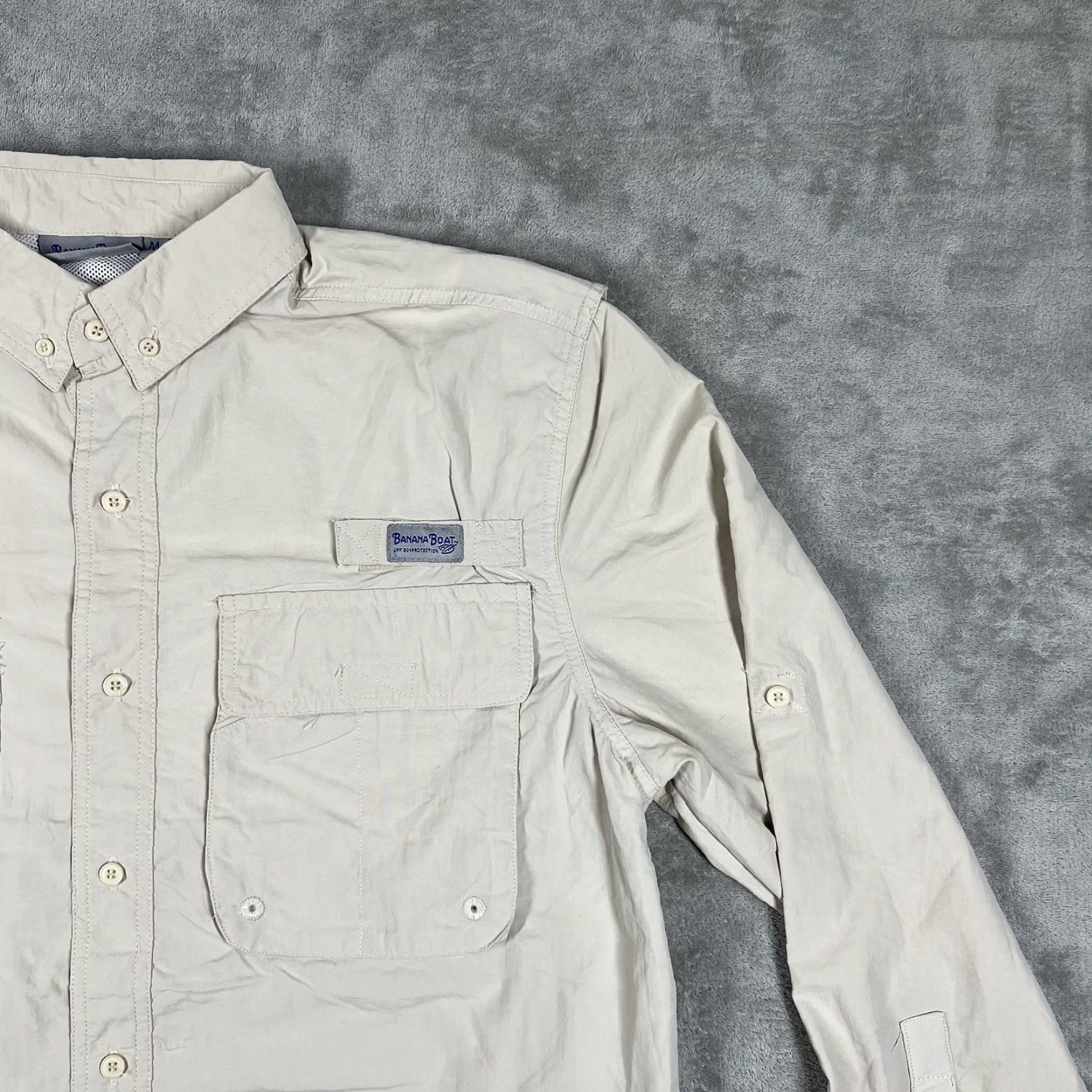 Vintage Banana Boat Shirt Men Medium Beige UPF 50+ Long Sleeve Button Up Solid BVI Theme Size US M / EU 48-50 / 2 - 4 Thumbnail