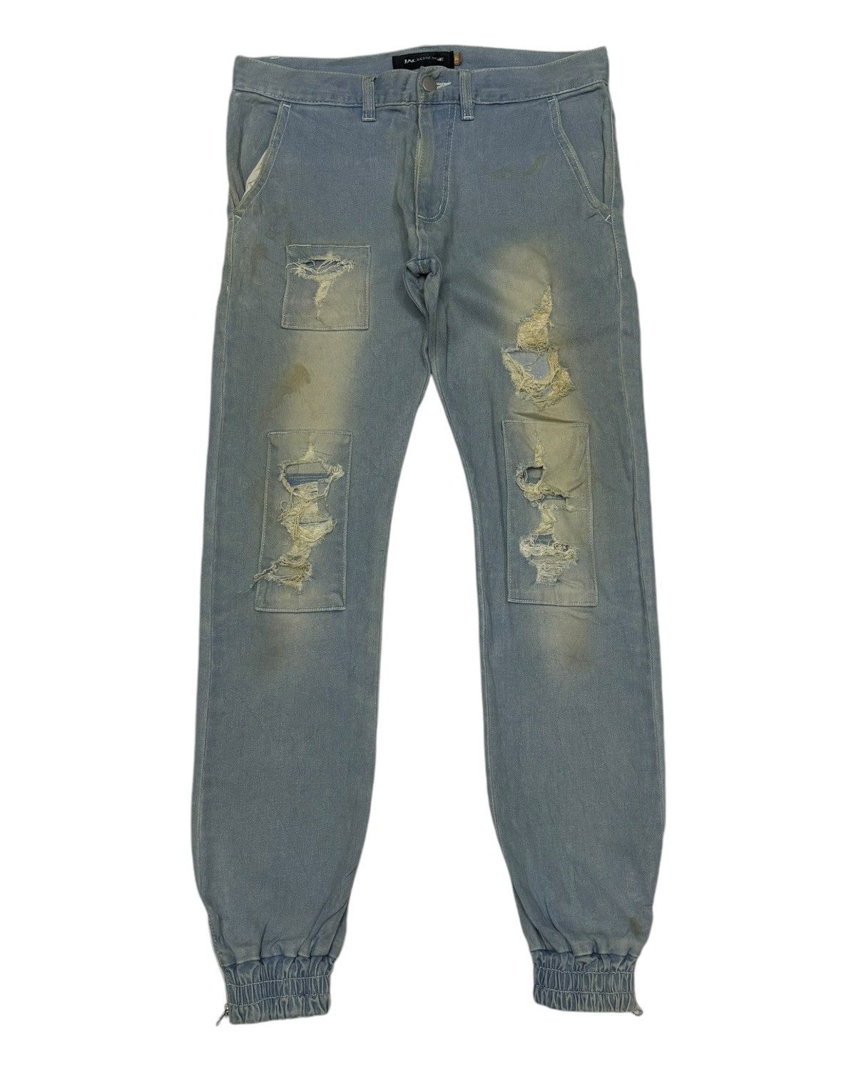 JACKROSE 🔥JACKROSE PATCHWORK DISTRESS SWEATPANTS JEANS Size US 31 - 7 Thumbnail