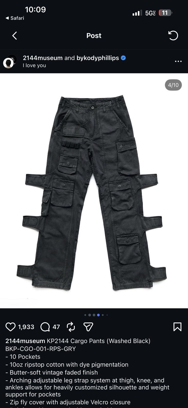 Kody Phillips kp2144 cargo pants Size US 30 / EU 46 - 5 Thumbnail