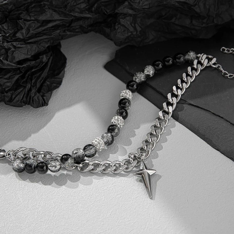 Other Punk Gothic Zircon Star Layered Chain Bracelet Size ONE SIZE - 5 Thumbnail