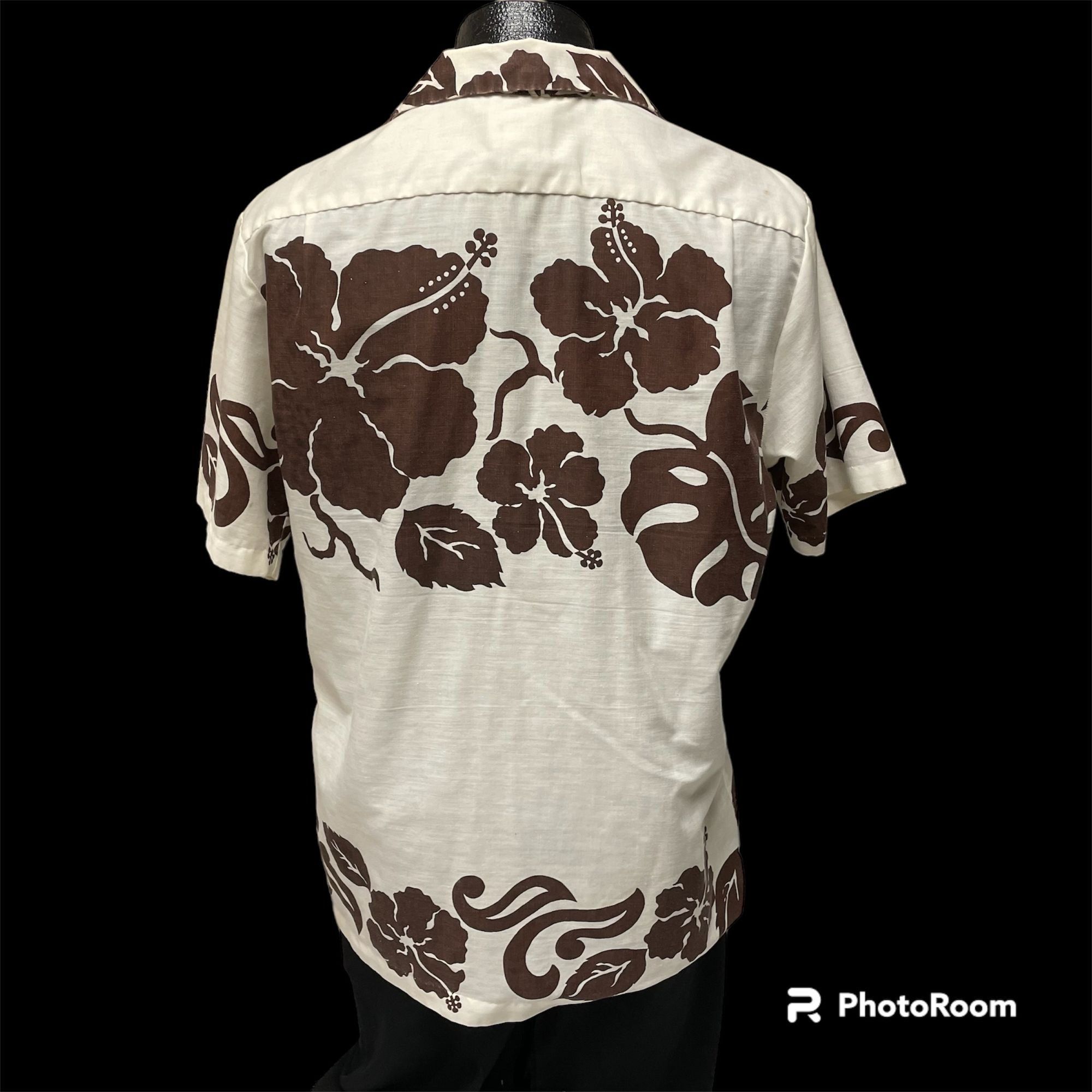 Unkwn 70s Royal Palm MOD White Brown FLORAL Butterfly Collar Shirt Size US L / EU 52-54 / 3 - 3 Thumbnail