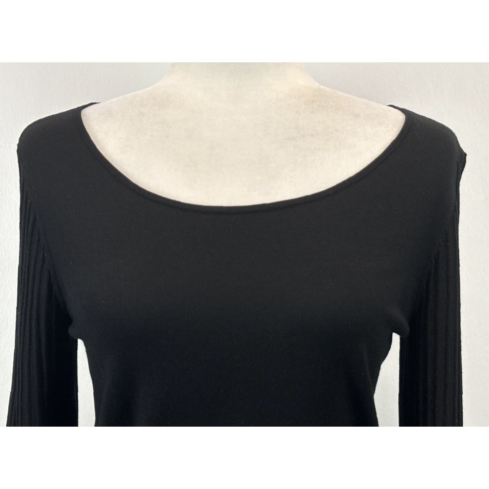 Talbots NEW! Talbots Fine Knit Sweater XS Black Textured Sleeves Women’s Size XS / US 0-2 / IT 36-38 - 5 Thumbnail