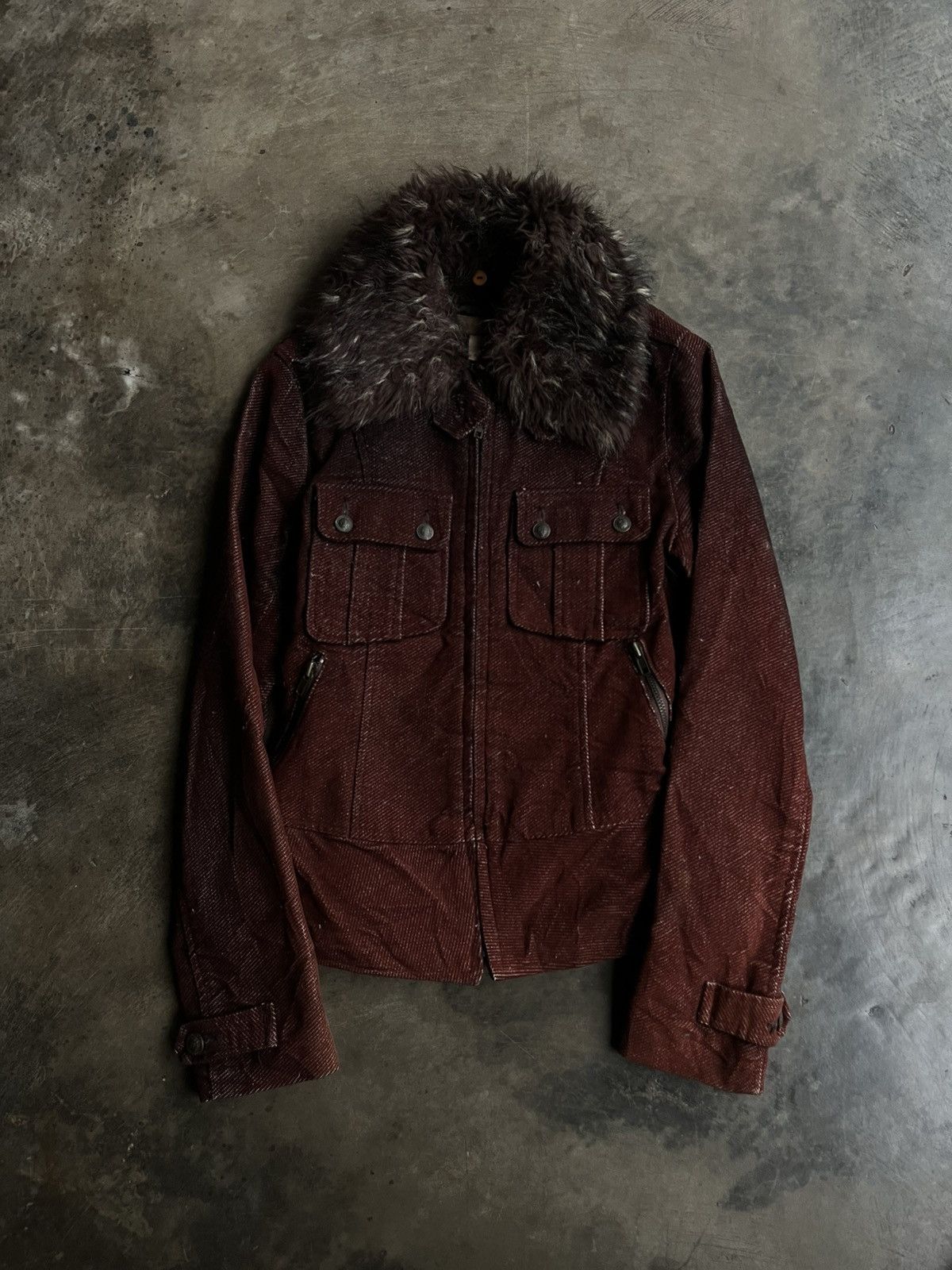 14th Addiction 2000s JAPANESE AMANG FUR JACKET CORDUROY BONDAGE GOTHIC VKEI Size US S / EU 44-46 / 1 - 10 Thumbnail