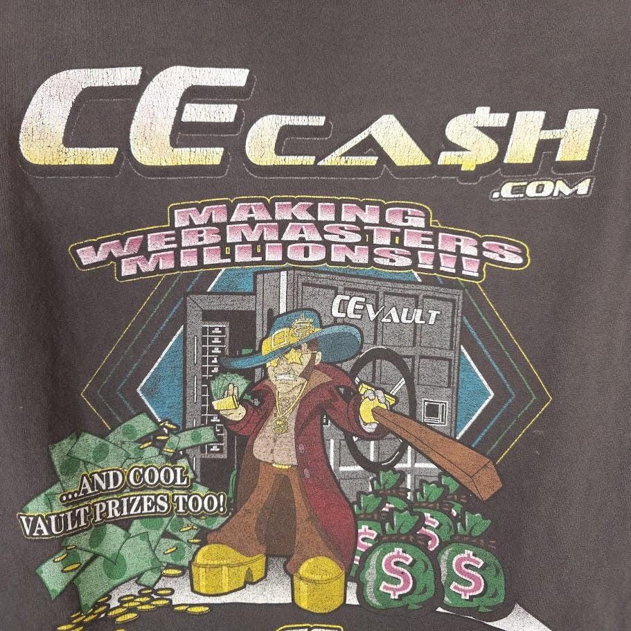 Vintage Vintage CE Cash T Shirt Mens Size XL Black Y2K Webmaster Size US XL / EU 56 / 4 - 4 Thumbnail
