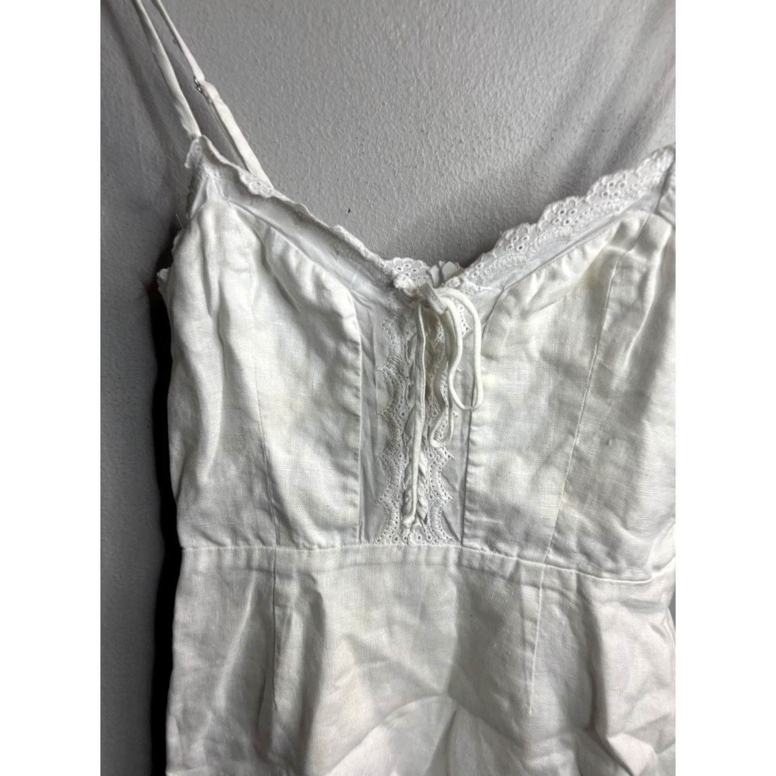 Reformation Reformation Dress Womens 8 White Lace Trim Spaghetti Strap Mini Boho Sundress Size M / US 6-8 / IT 42-44 - 2 Thumbnail