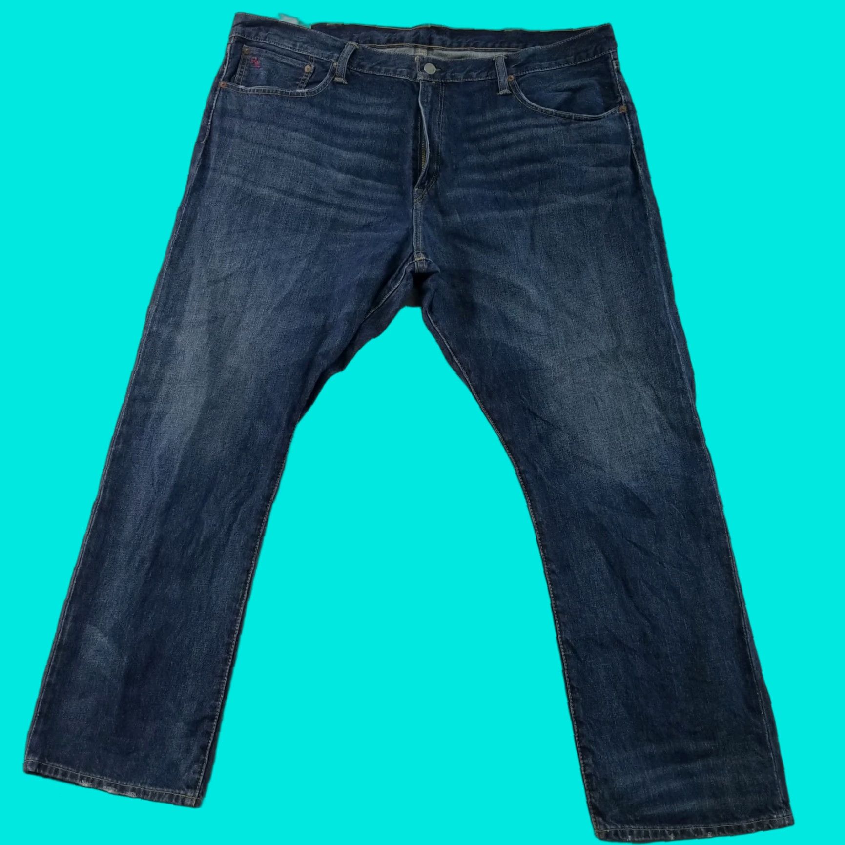 Polo Ralph Lauren Vintage Polo Jeans Men's Jeans 42X30 Blue 100% Cotton Medium Denim Straight Inseam 32 In Adult Mens Jeans (Size 28)