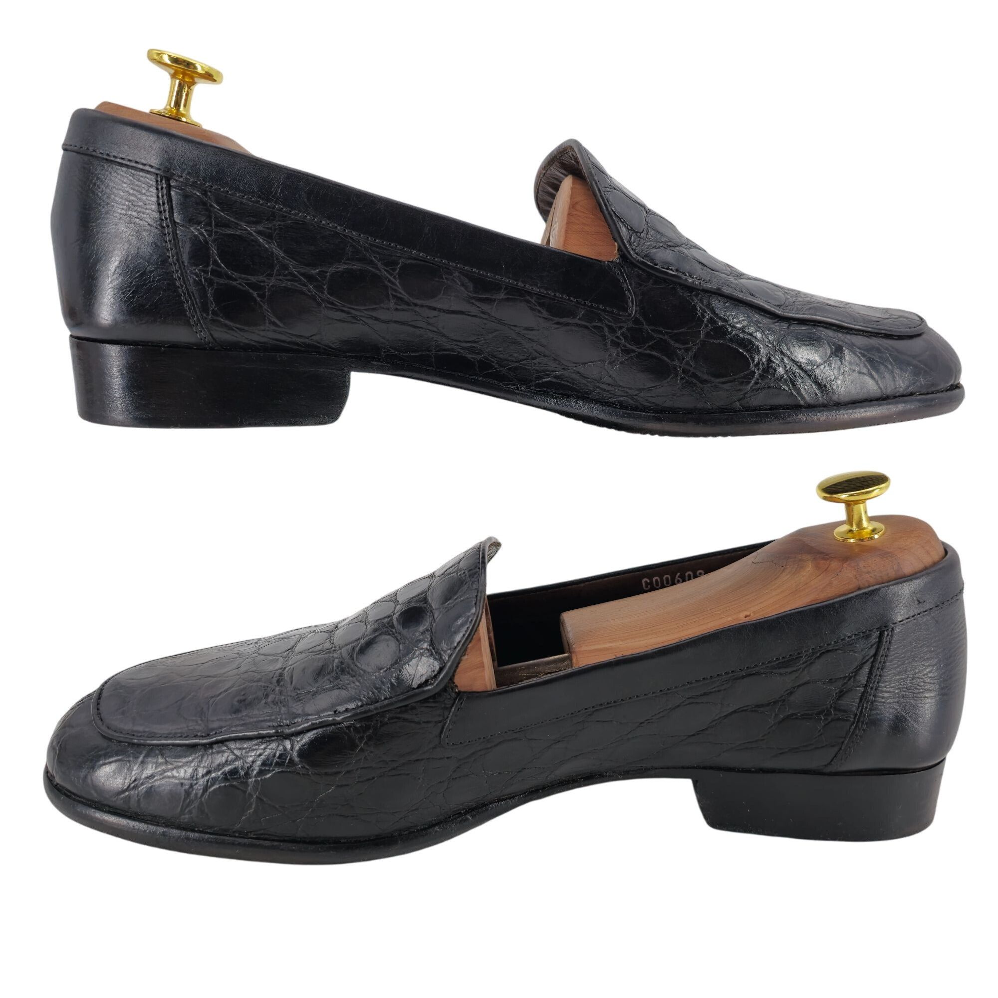 Bragano × Cole Haan Vintage Bragano Exotic Crocodile Italy Men 9.5 Black Leather Size US 9.5 / EU 42-43 - 4 Thumbnail