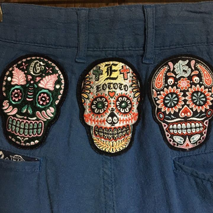 Eototo EO TO TO DAY OF DEATH SKULL LINEN/COTTON SHORTS SIZE M Size US 30 / EU 46 - 10 Thumbnail