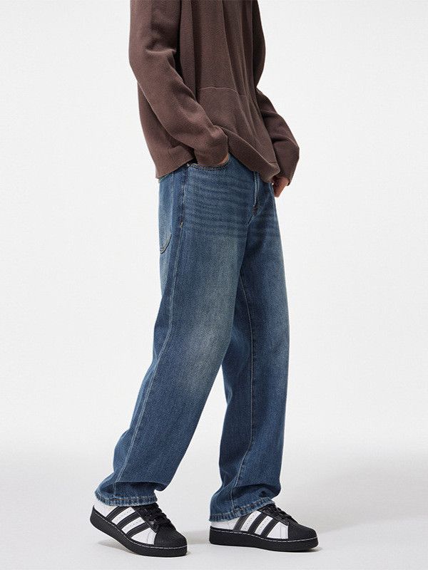 Japanese Brand Men's Retro Washed Loose Casual Cleanfit Straight Leg Jeans Size US 32 / EU 48 - 3 Thumbnail