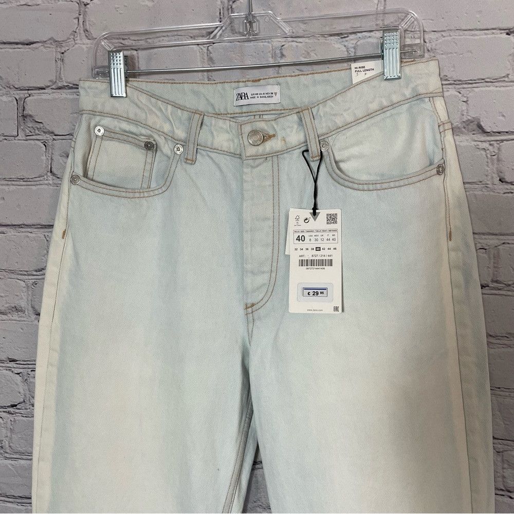 Zara NWT New Zara High Rise Full Length Button Fly Straight Jean Size 30" / US 8 / IT 44 - 3 Thumbnail