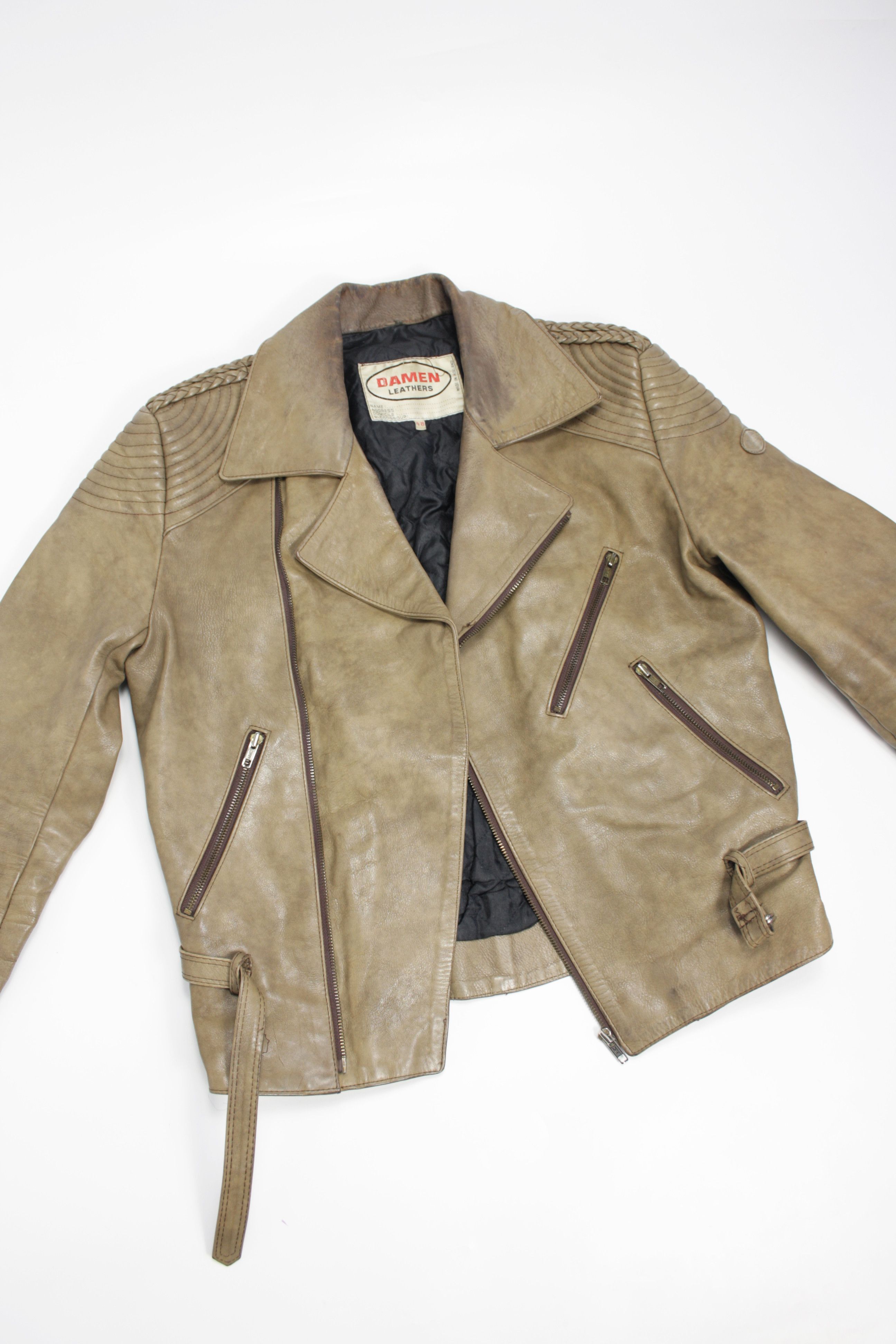 Vintage Damen 70s-80s Vintage Asymmetrical Leather Biker Jacket Size XL / US 12-14 / IT 48-50 - 2 Thumbnail